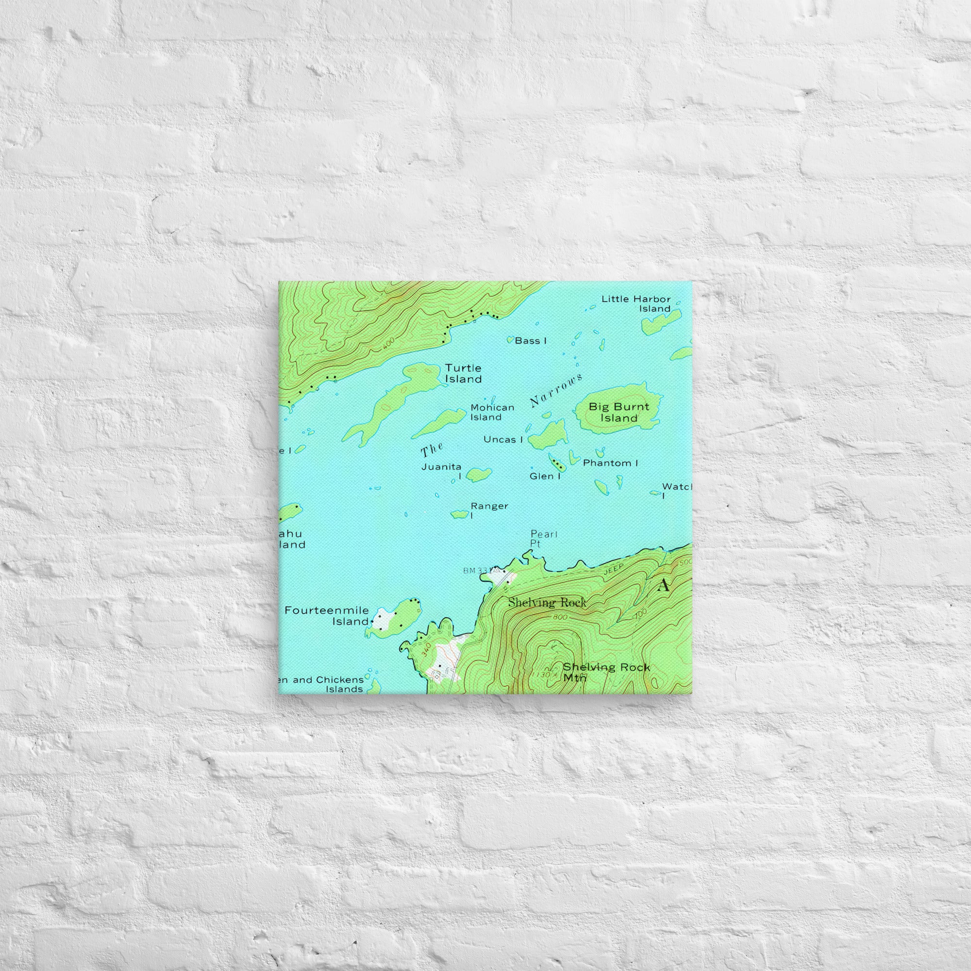 Lake George Vintage Map of The Narrows Canvas Print Wall Decor