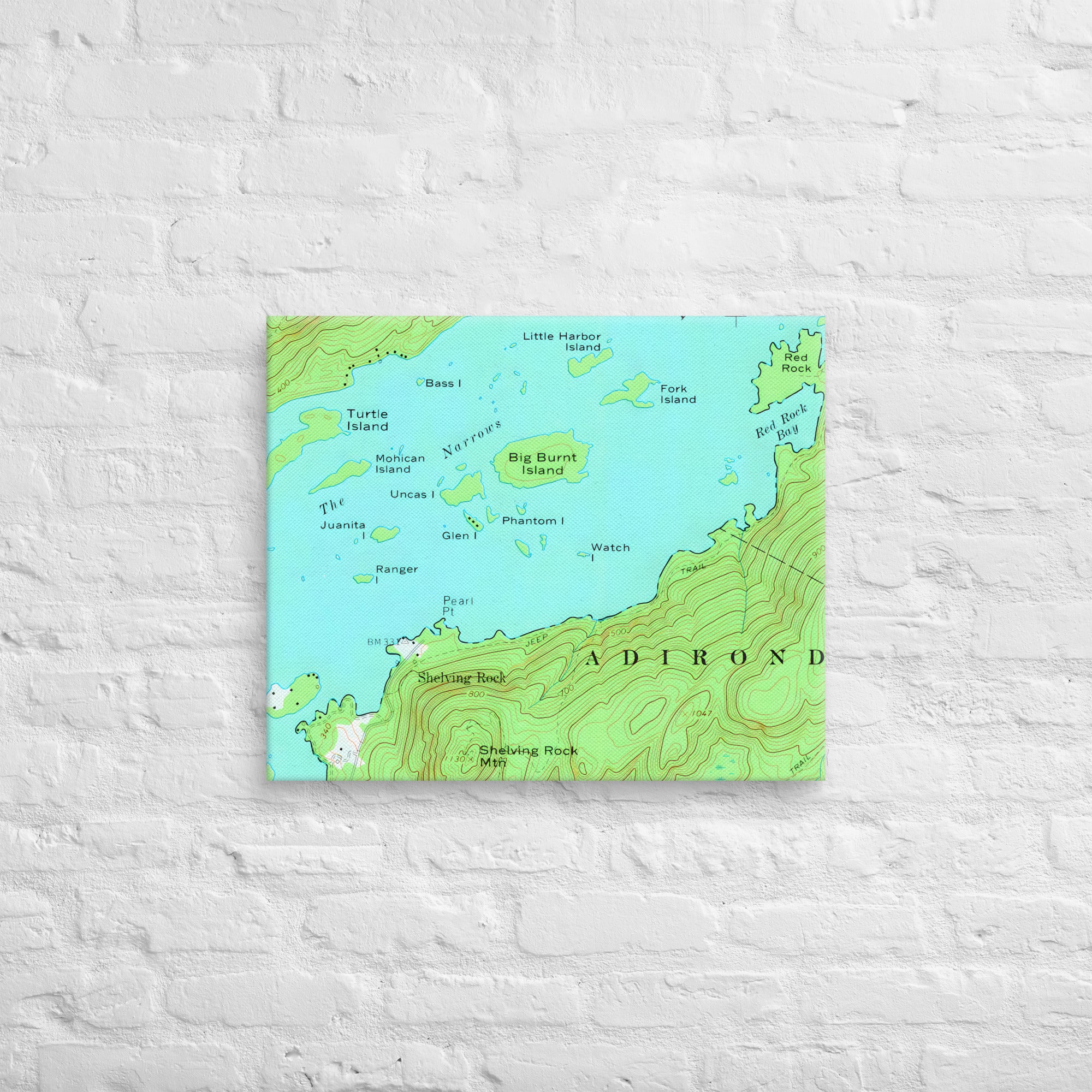 Lake George Vintage Map of The Narrows Canvas Print Wall Decor
