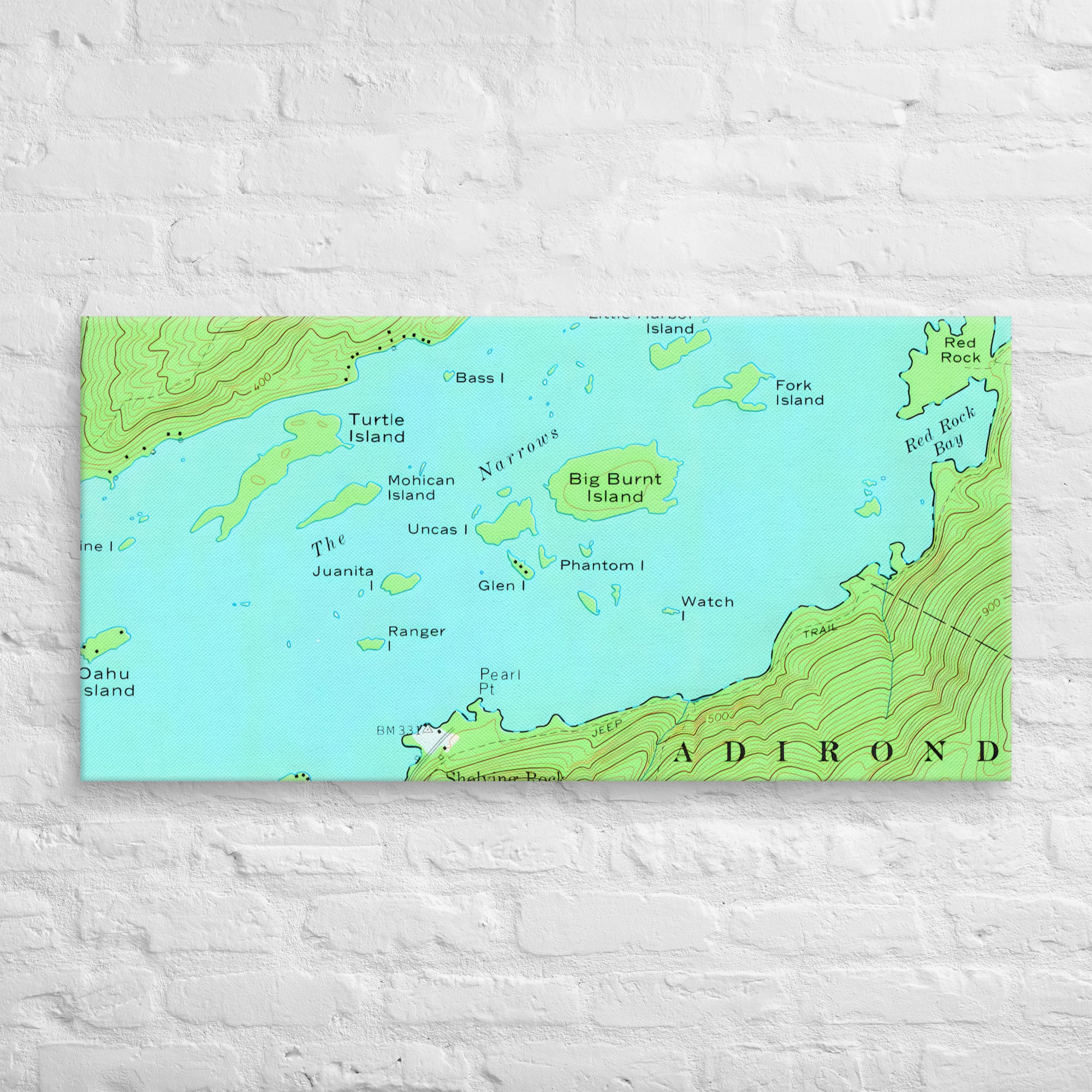 Lake George Vintage Map of The Narrows Canvas Print Wall Decor