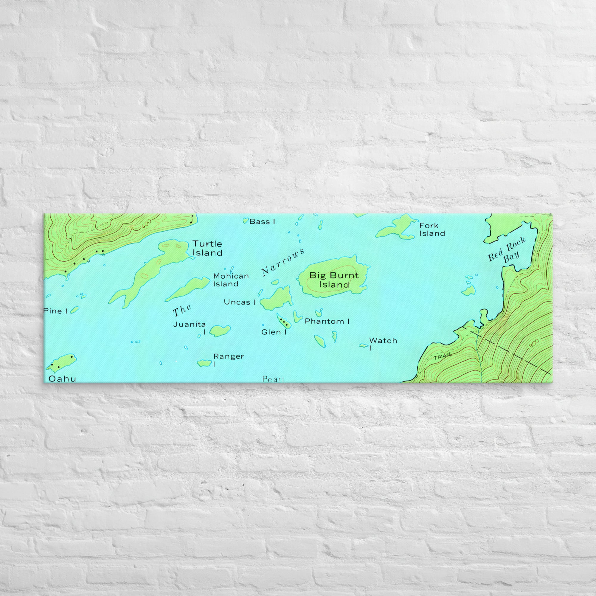 Lake George Vintage Map of The Narrows Canvas Print Wall Decor