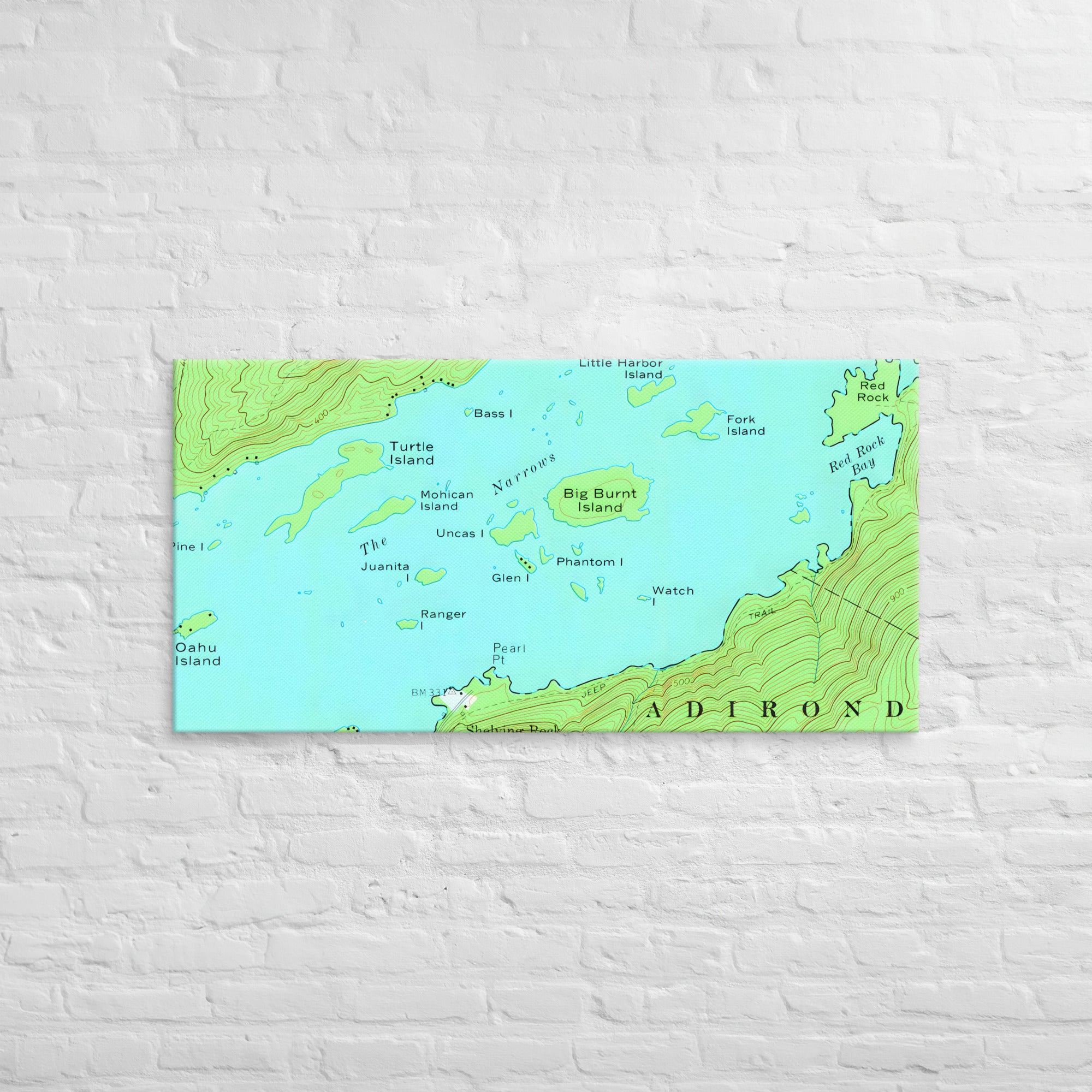 Lake George Vintage Map of The Narrows Canvas Print Wall Decor