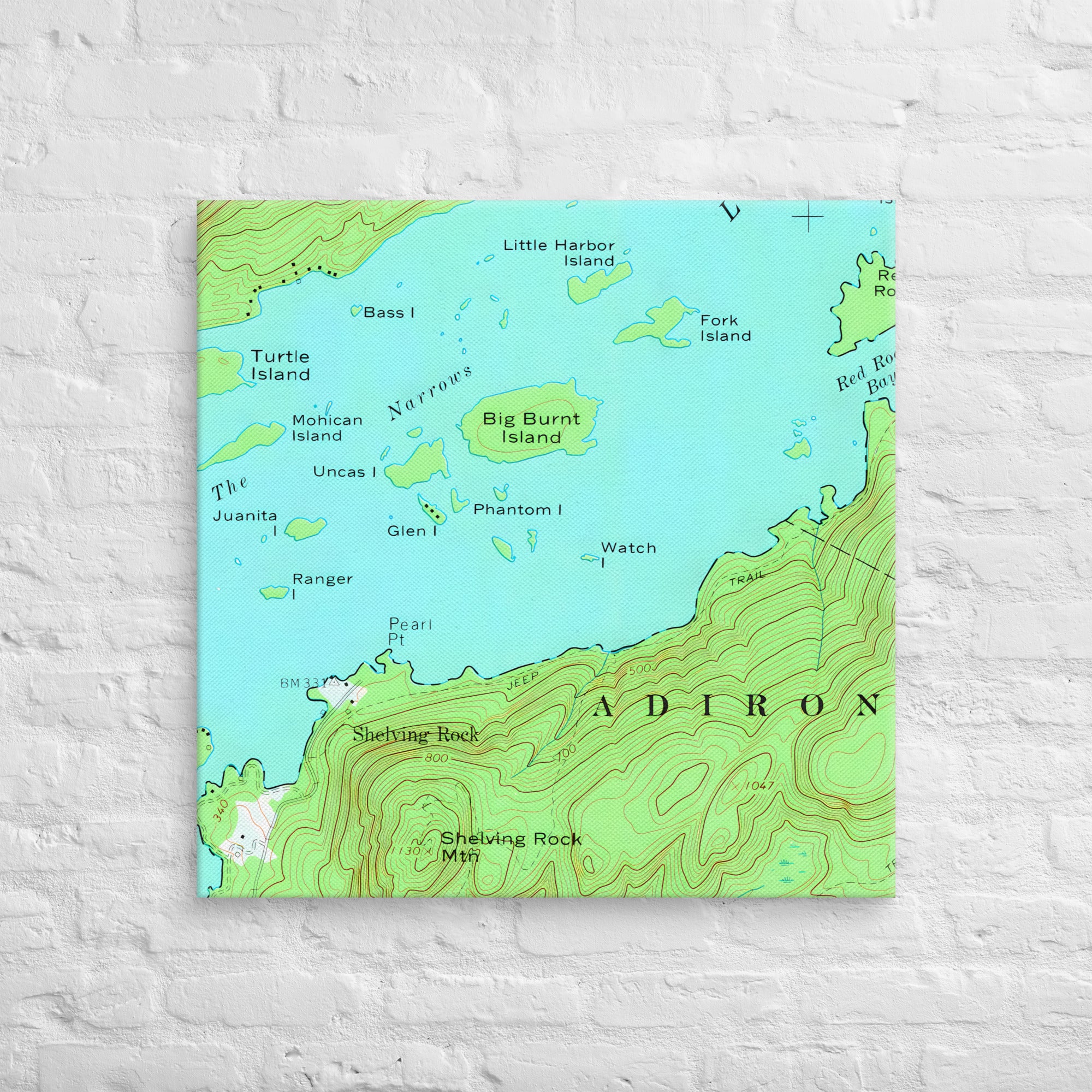 Lake George Vintage Map of The Narrows Canvas Print Wall Decor