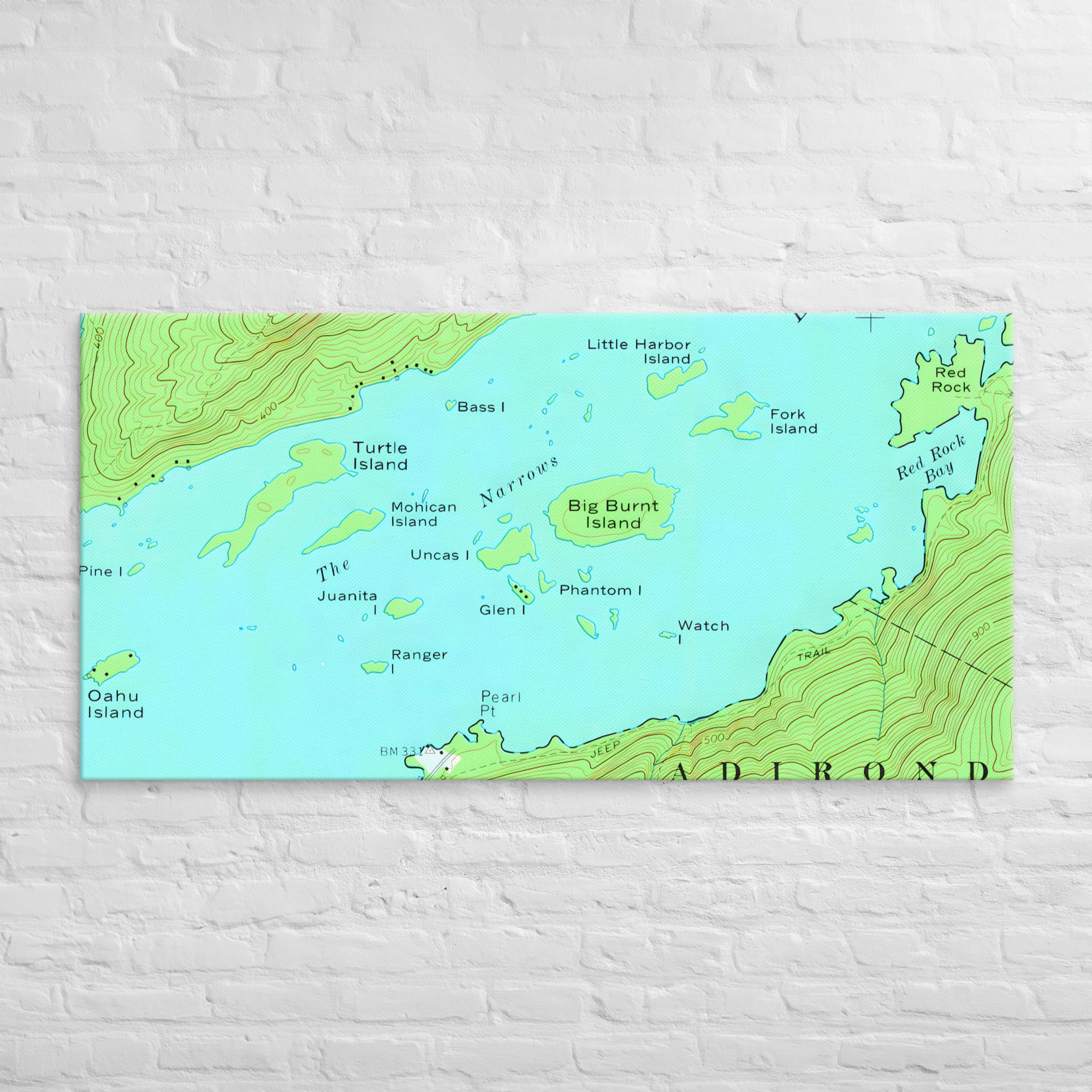 ProductLake George Vintage Map of The Narrows Canvas Print Wall Decormockup