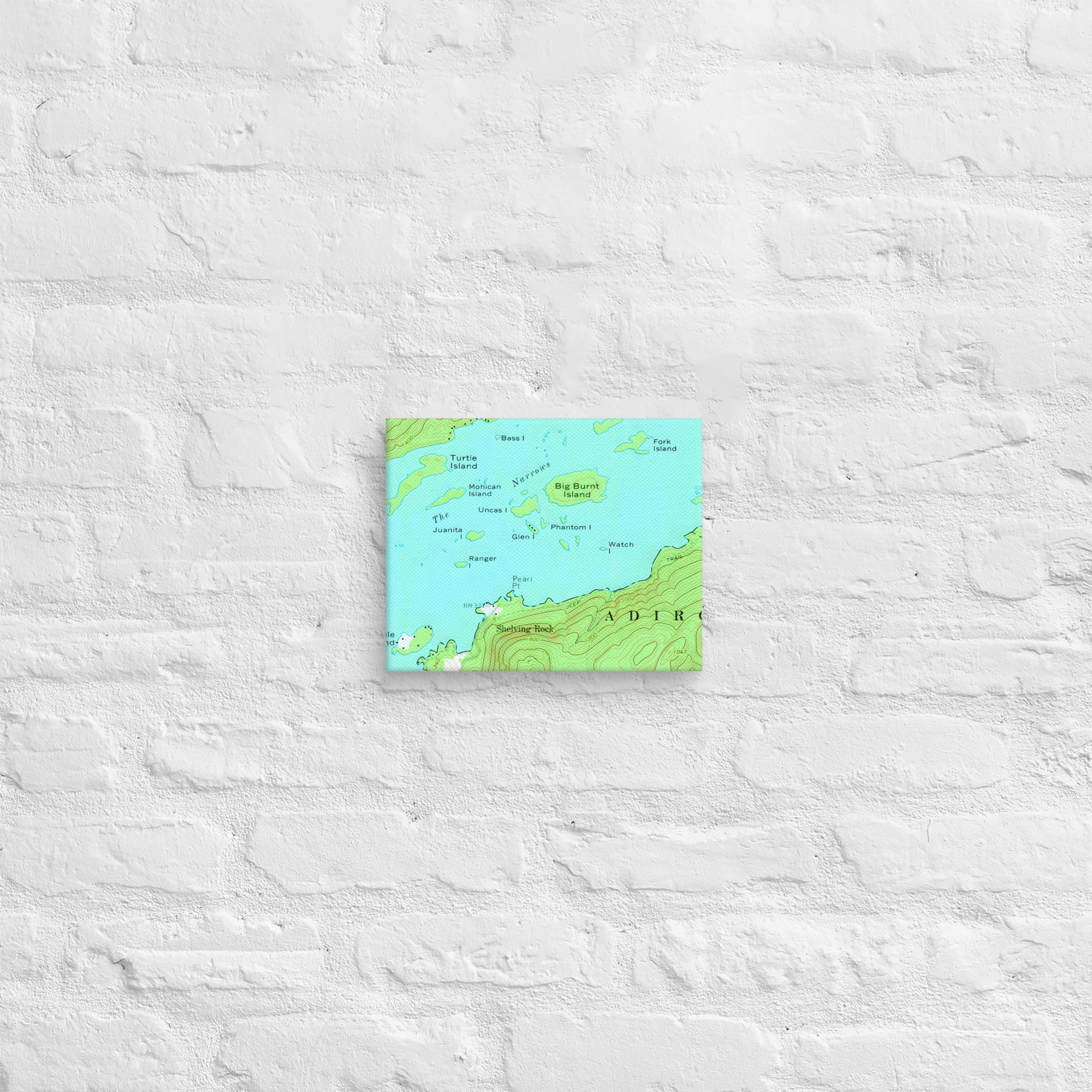 Lake George Vintage Map of The Narrows Canvas Print Wall Decor