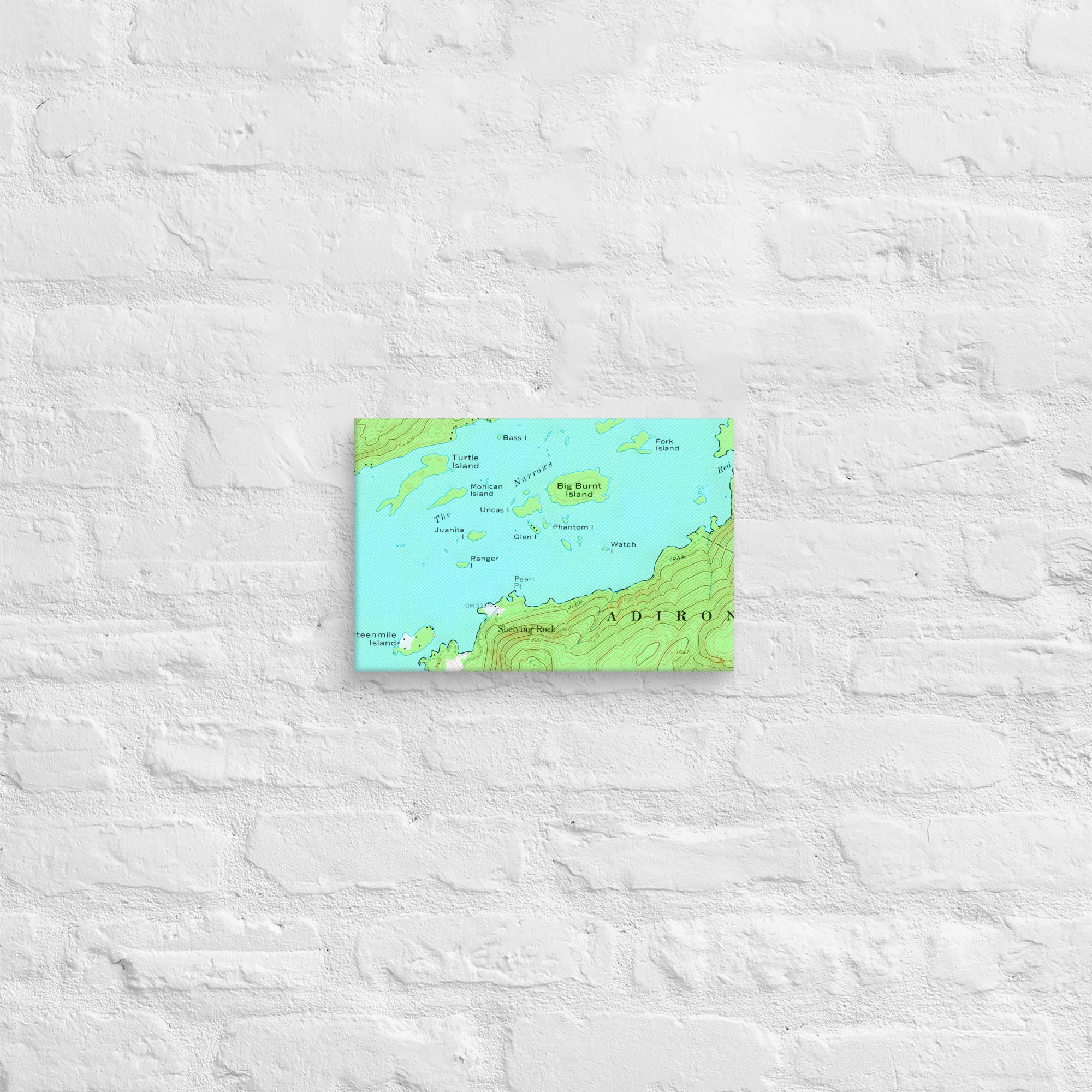 Lake George Vintage Map of The Narrows Canvas Print Wall Decor