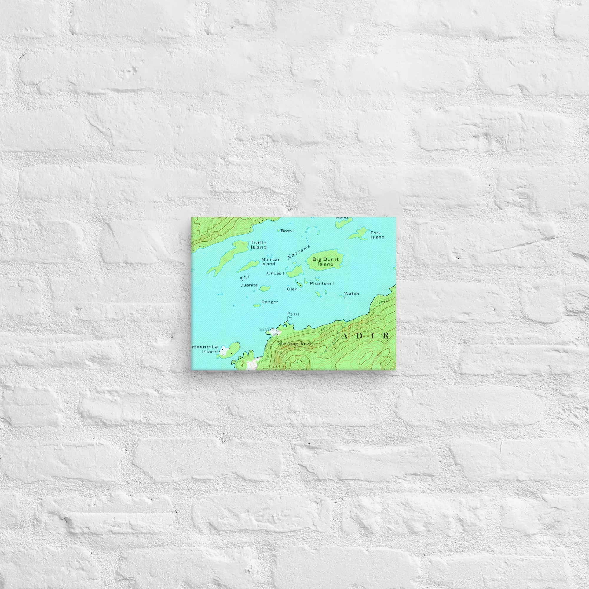 Lake George Vintage Map of The Narrows Canvas Print Wall Decor