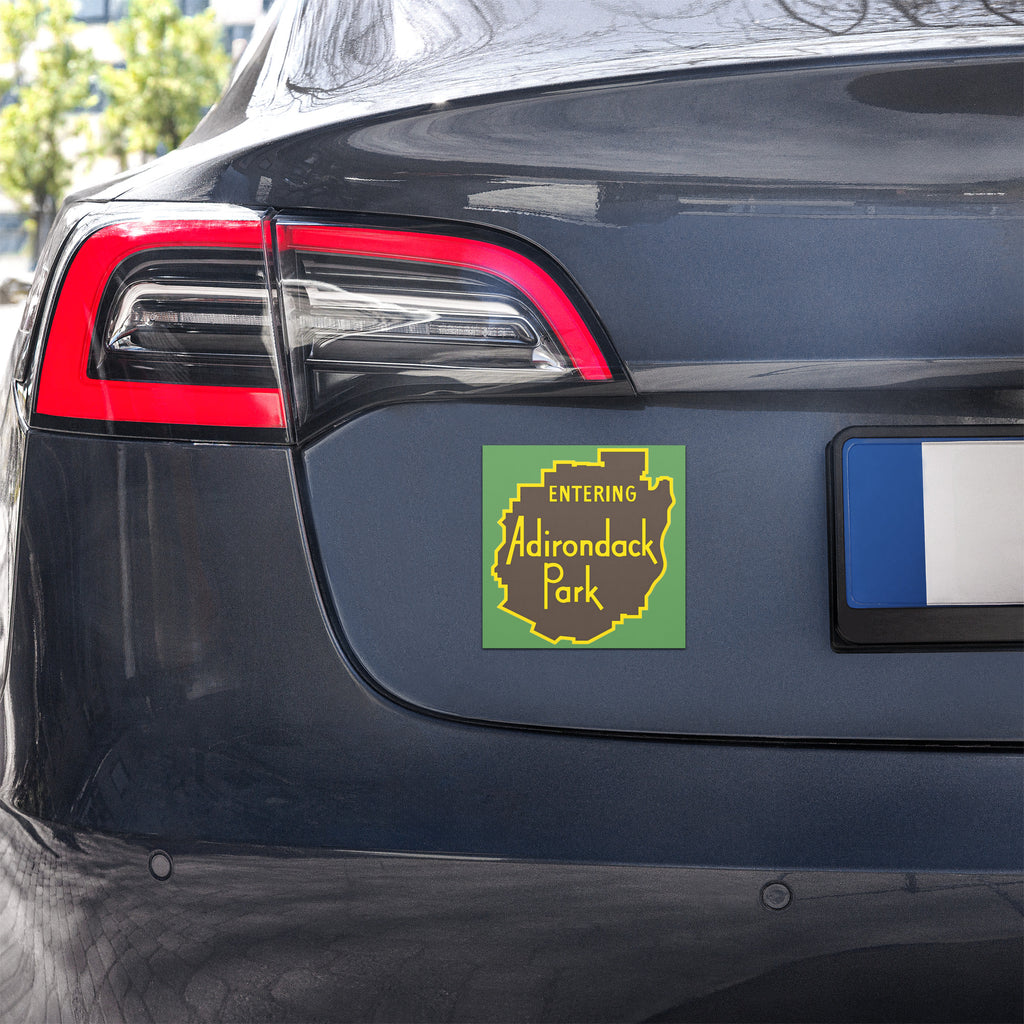 entering adirondack vintage sign car sticker