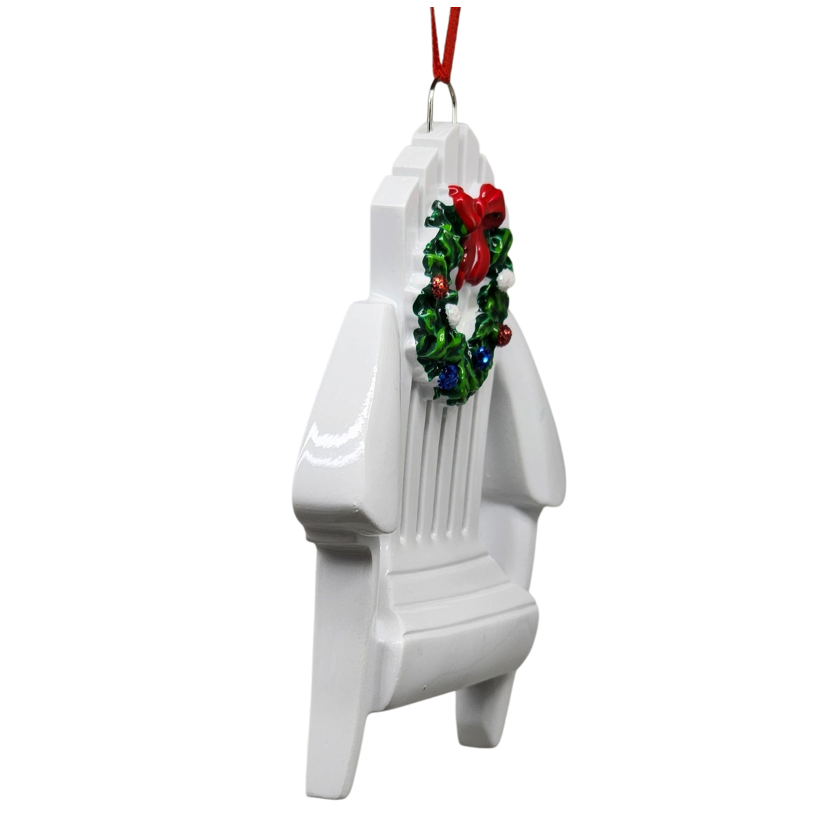 White Adirondack Chair Christmas Ornament – 4.5 Inches