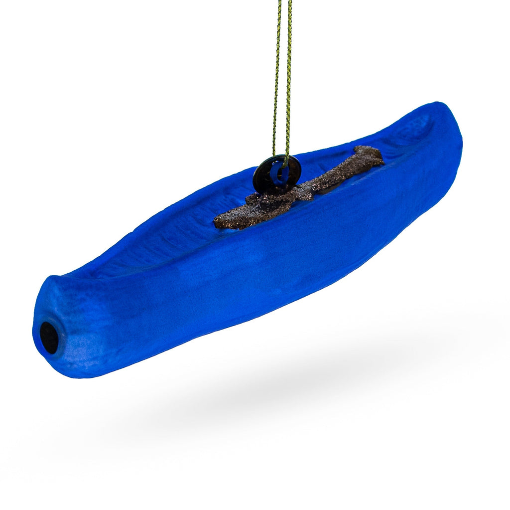Blue Canoe Handcrafted Glass Christmas Ornament