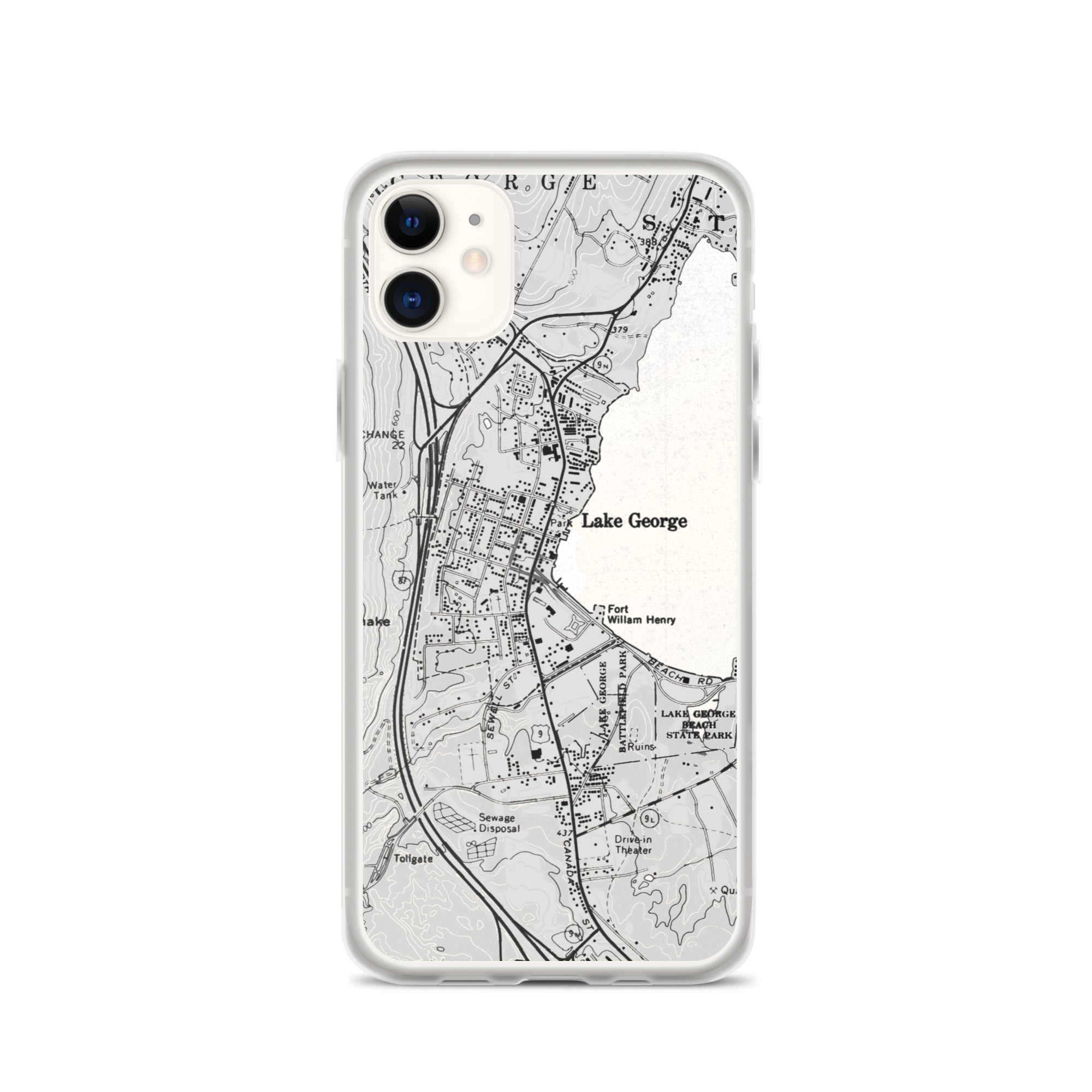 Lake George Village Map Clear iPhone 11 Case