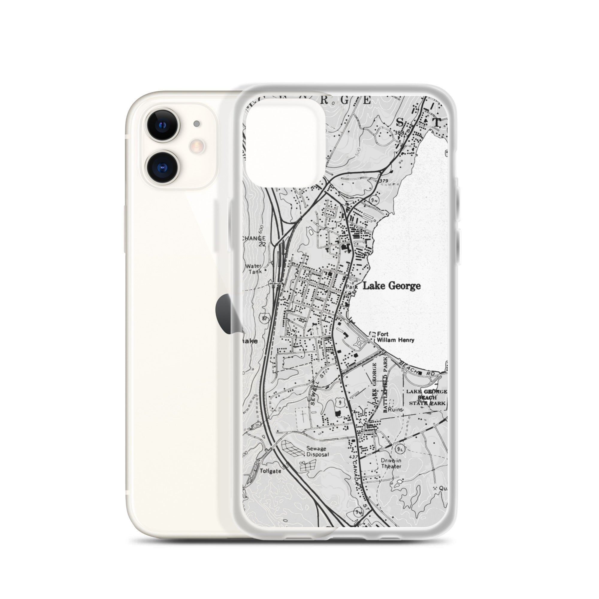 Lake George Village Map Clear iPhone 11 Case