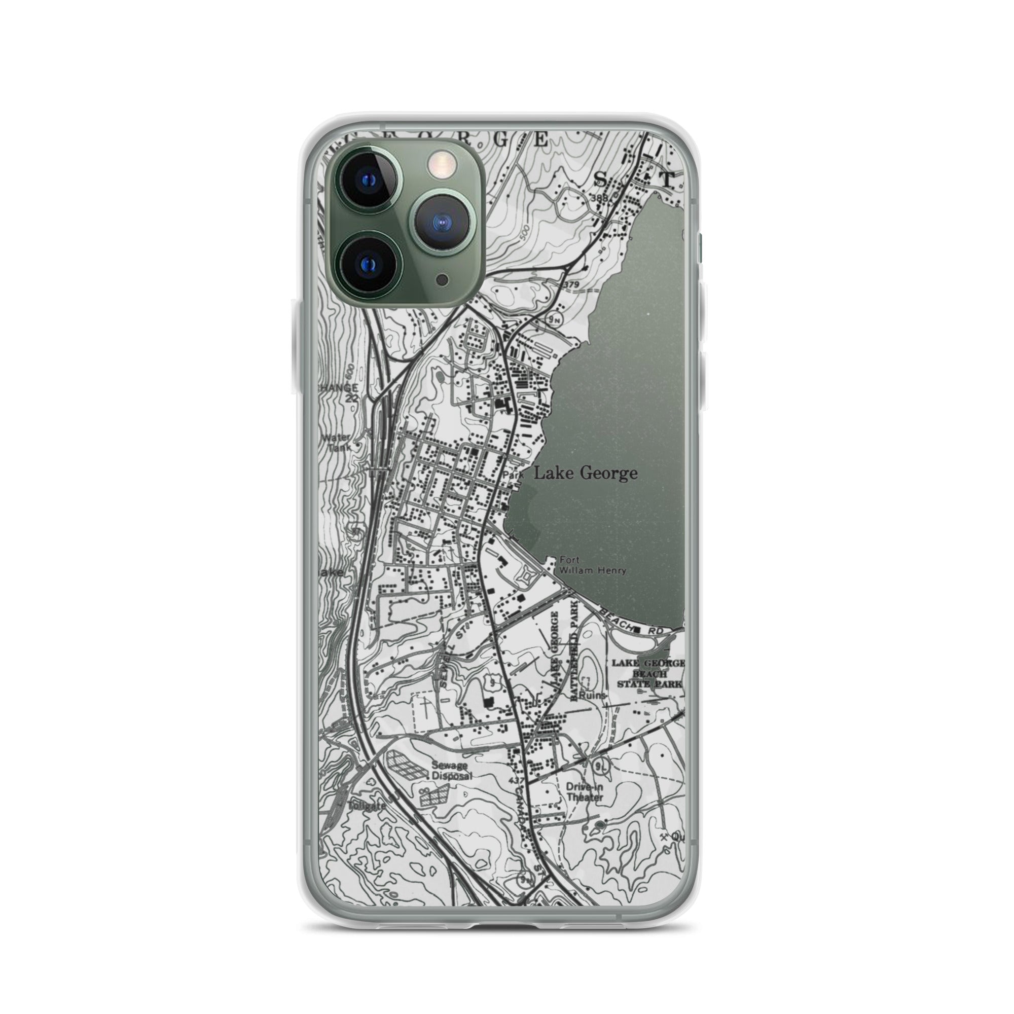 Lake George Village Map Clear iPhone Case