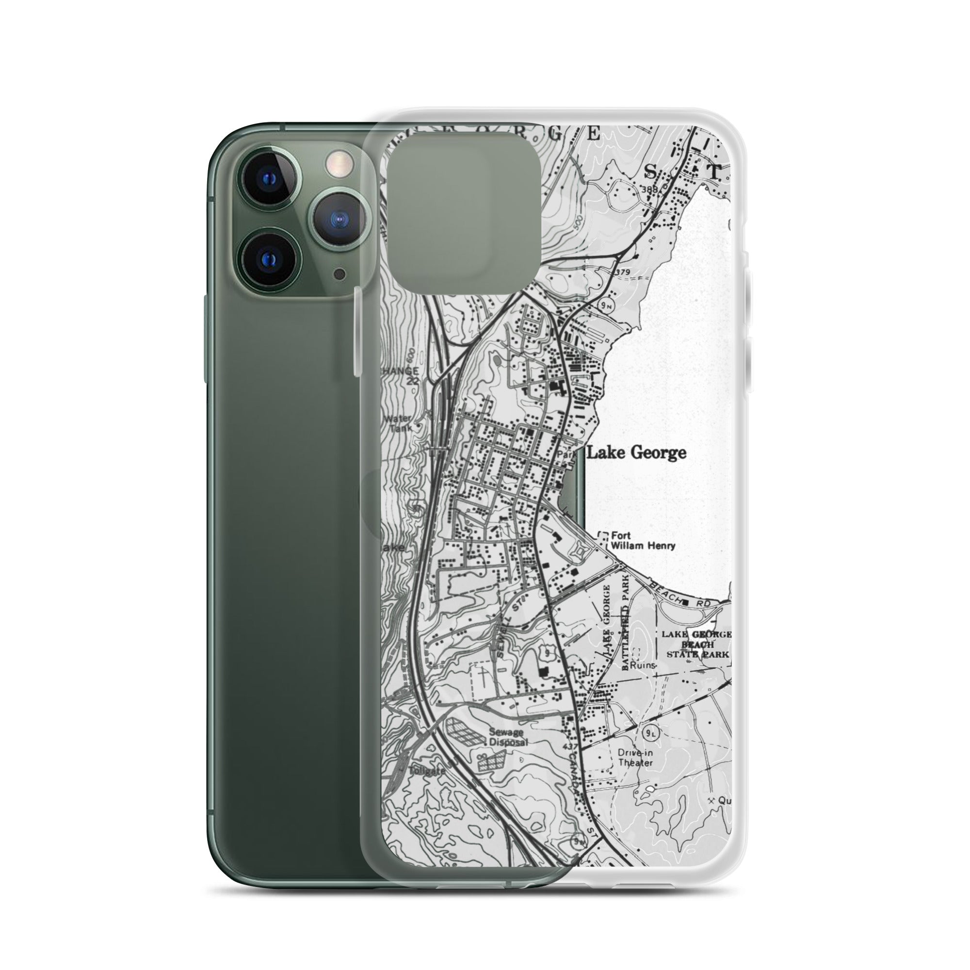 Lake George Village Map Clear iPhone 11 Pro Case