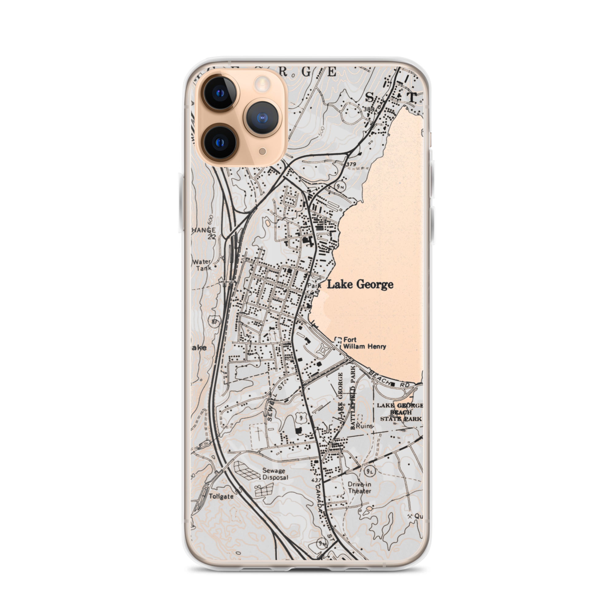Lake George Village Map Clear iPhone Case