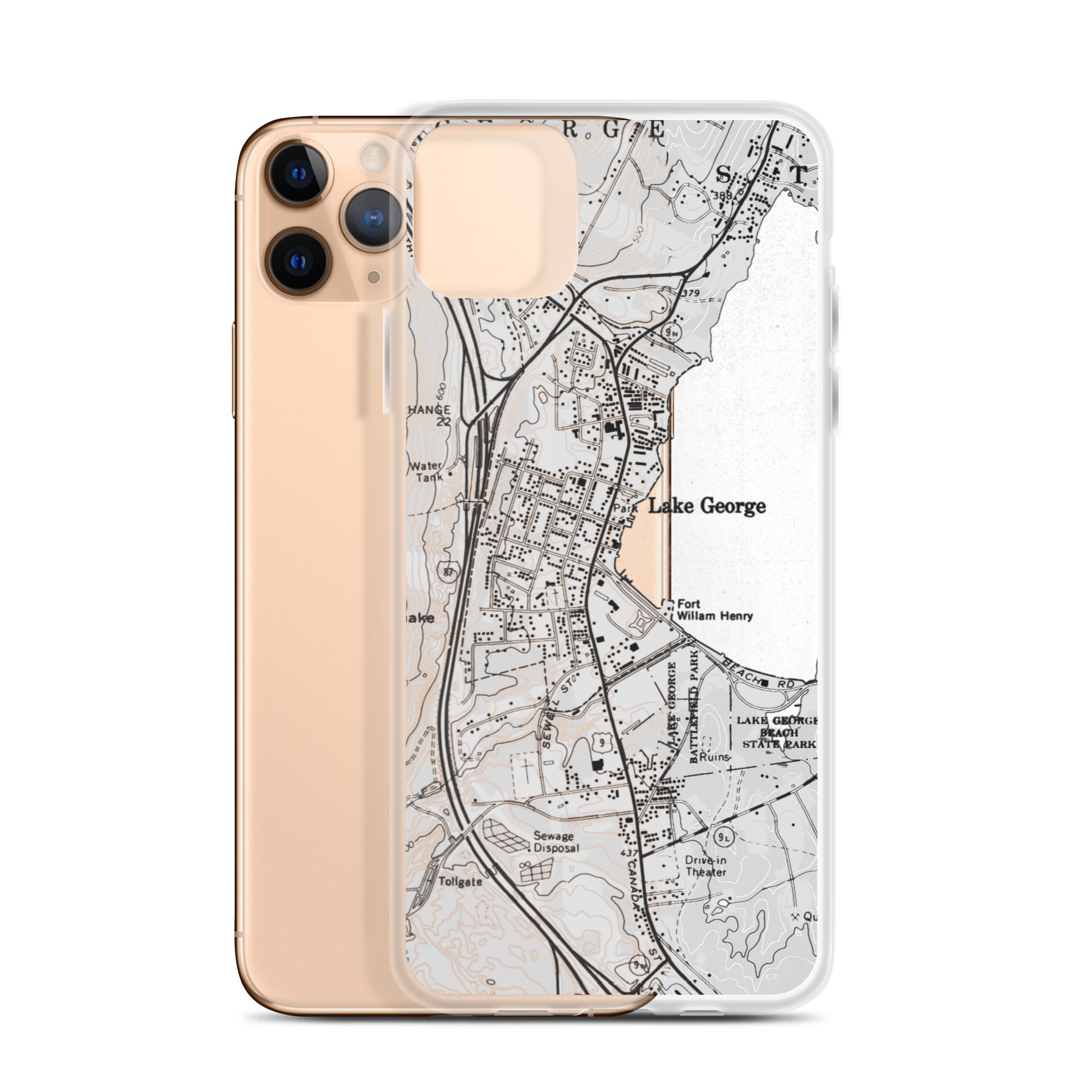 Lake George Village Map Clear iPhone Case