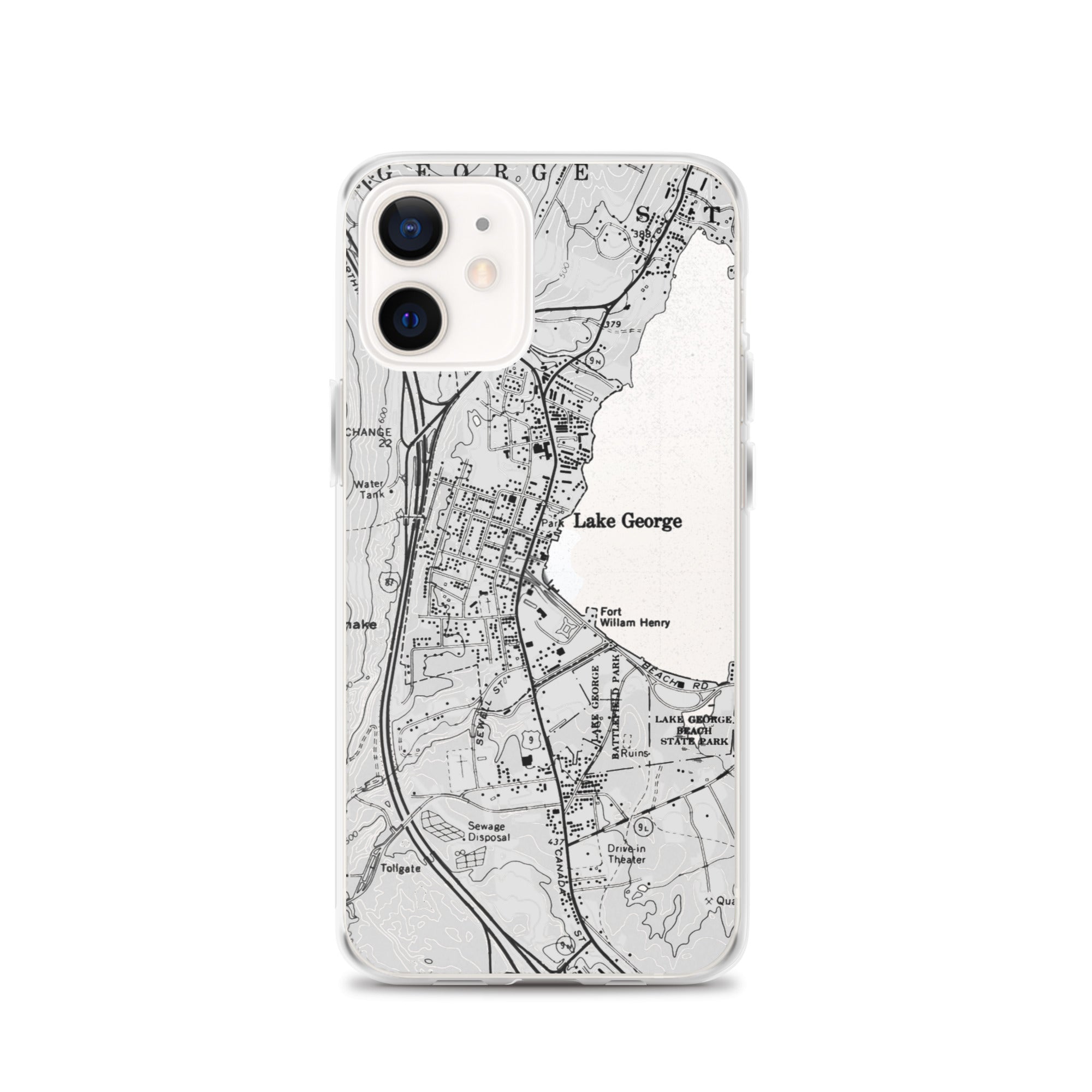 Lake George Village Map Clear iPhone 12 Case