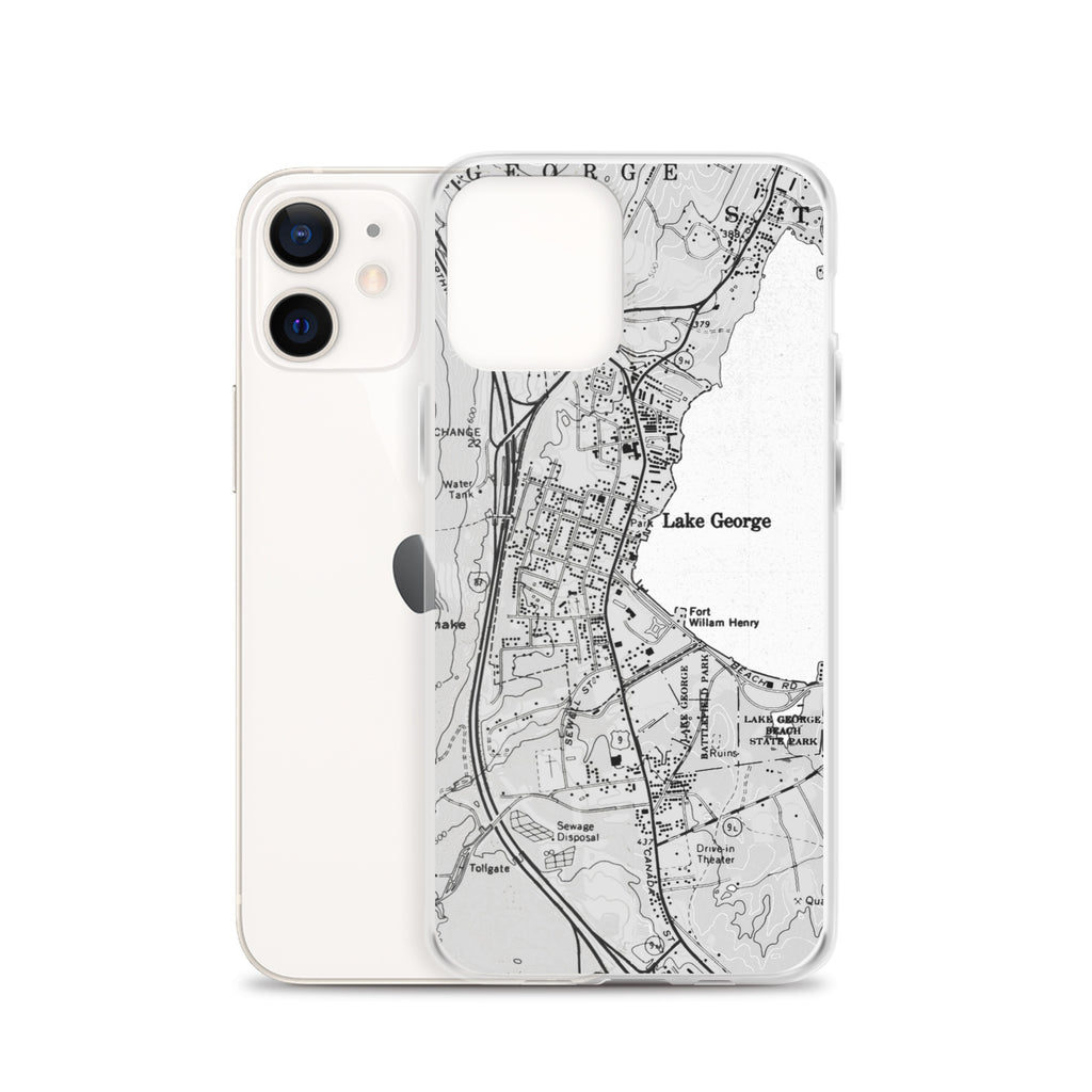 Lake George Village Map Clear iPhone 12 Case