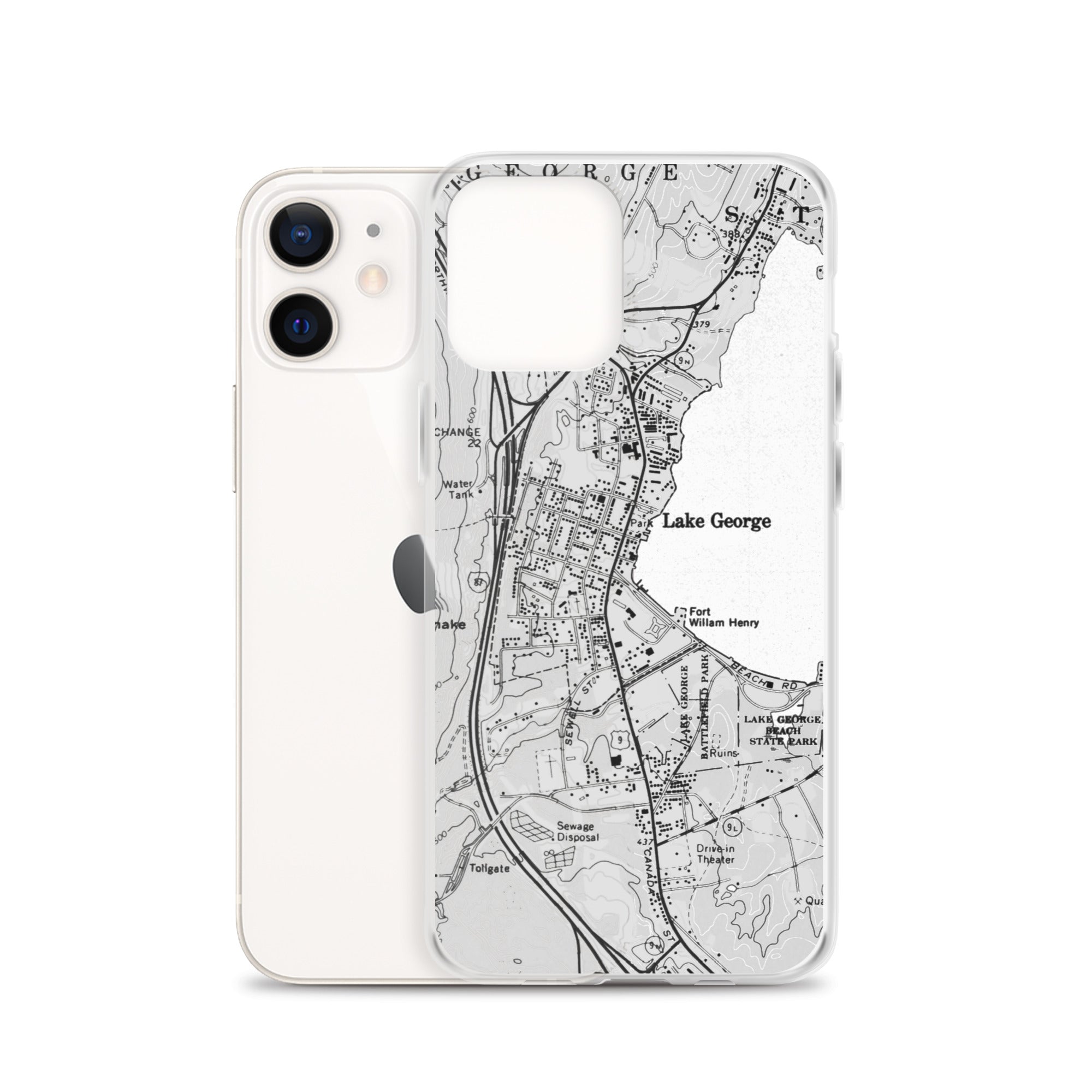 Lake George Village Map Clear iPhone 12 Case