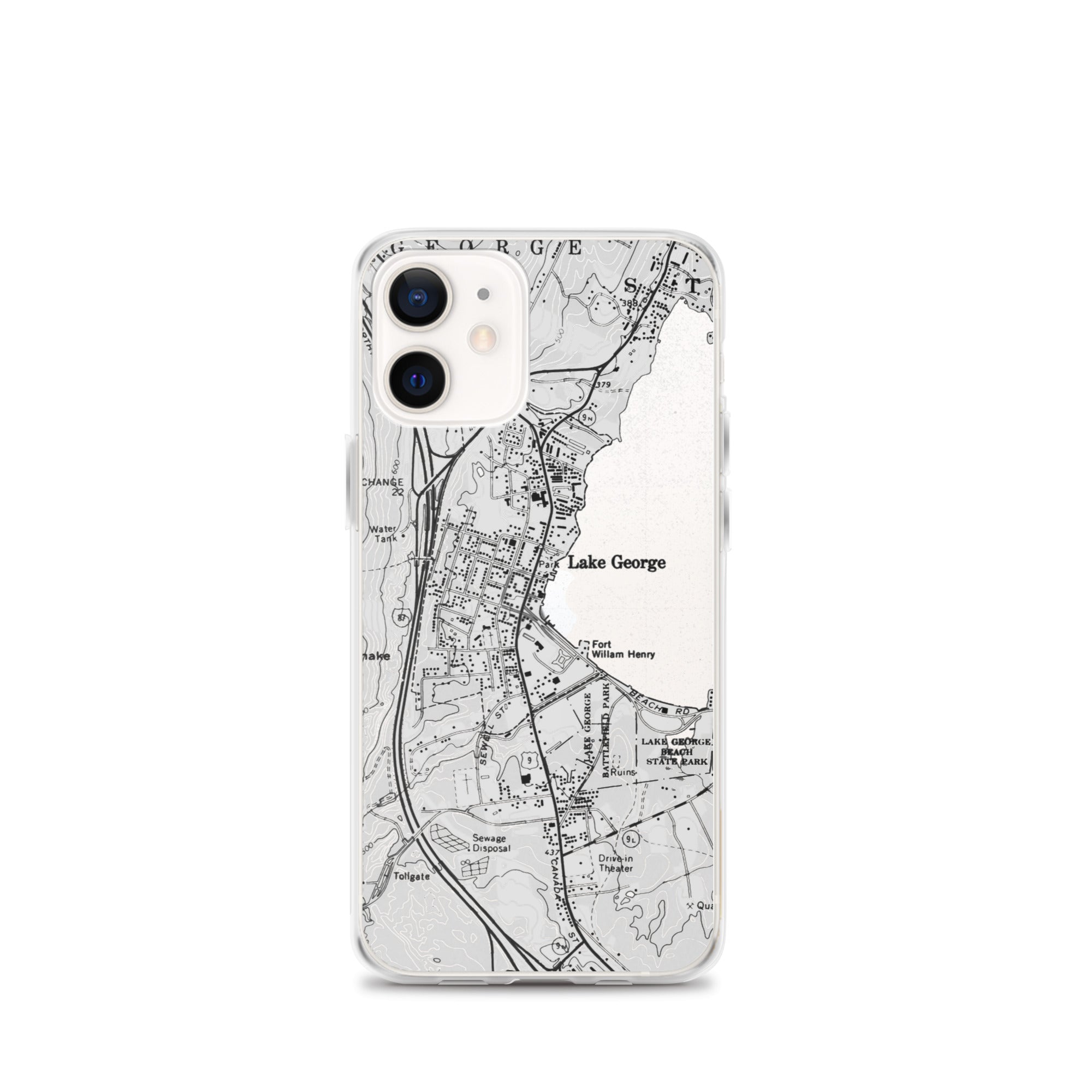 Lake George Village Map Clear iPhone 12 Case