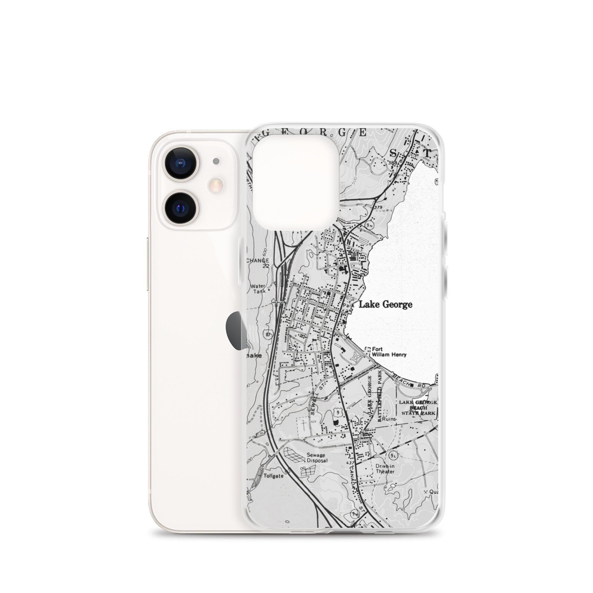 Lake George Village Map Clear iPhone 12 mini Case
