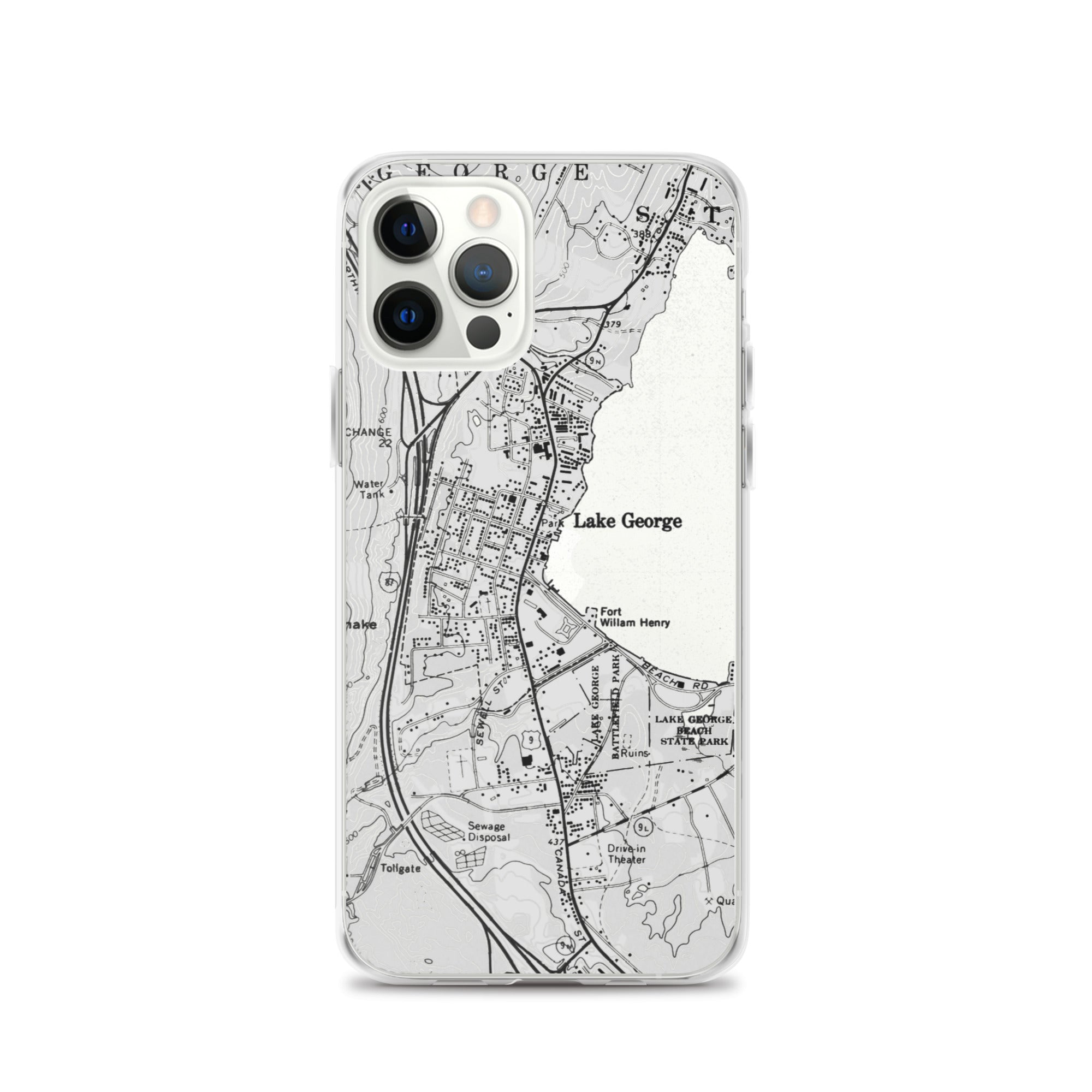 Lake George Village Map Clear iPhone 12 Pro Case