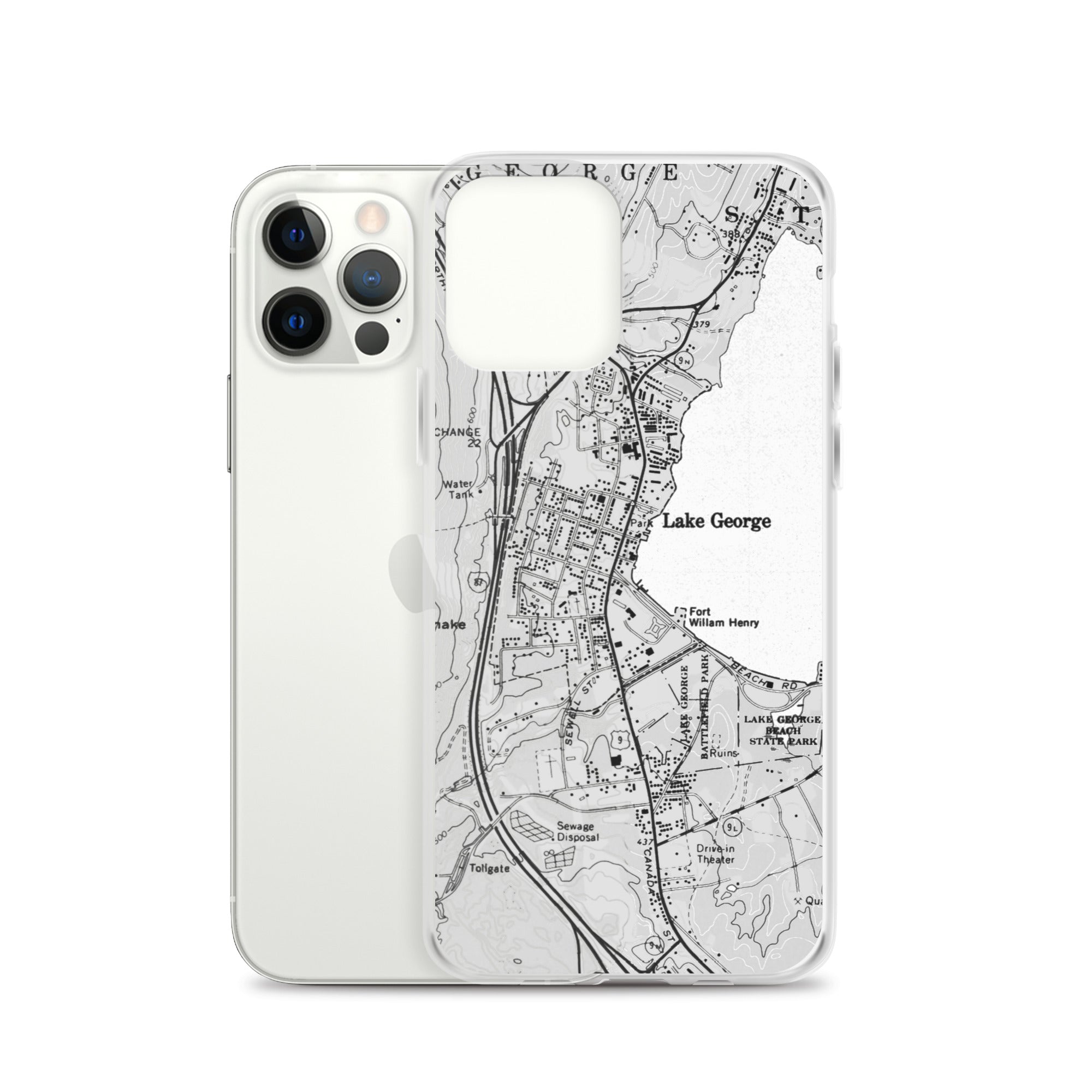 Lake George Village Map Clear iPhone 12 Pro Case