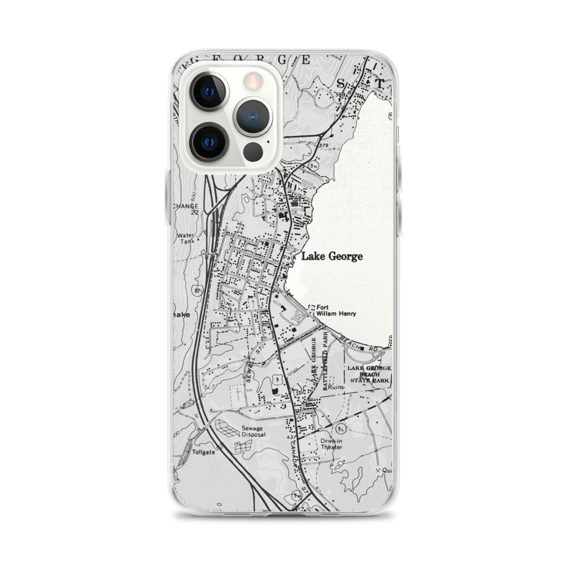 Lake George Village Map Clear iPhone Pro Max Case