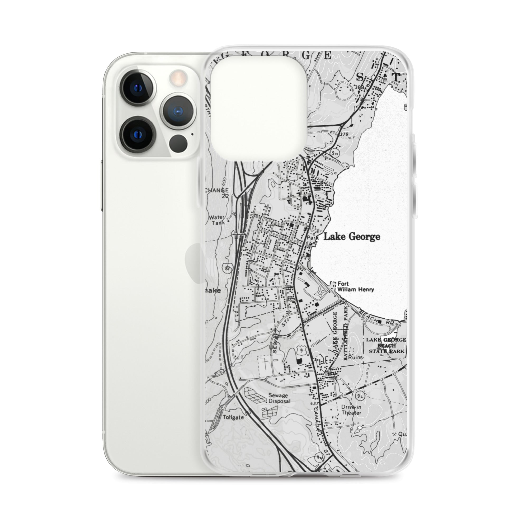 Lake George Village Map Clear iPhone 12 Pro Max Case