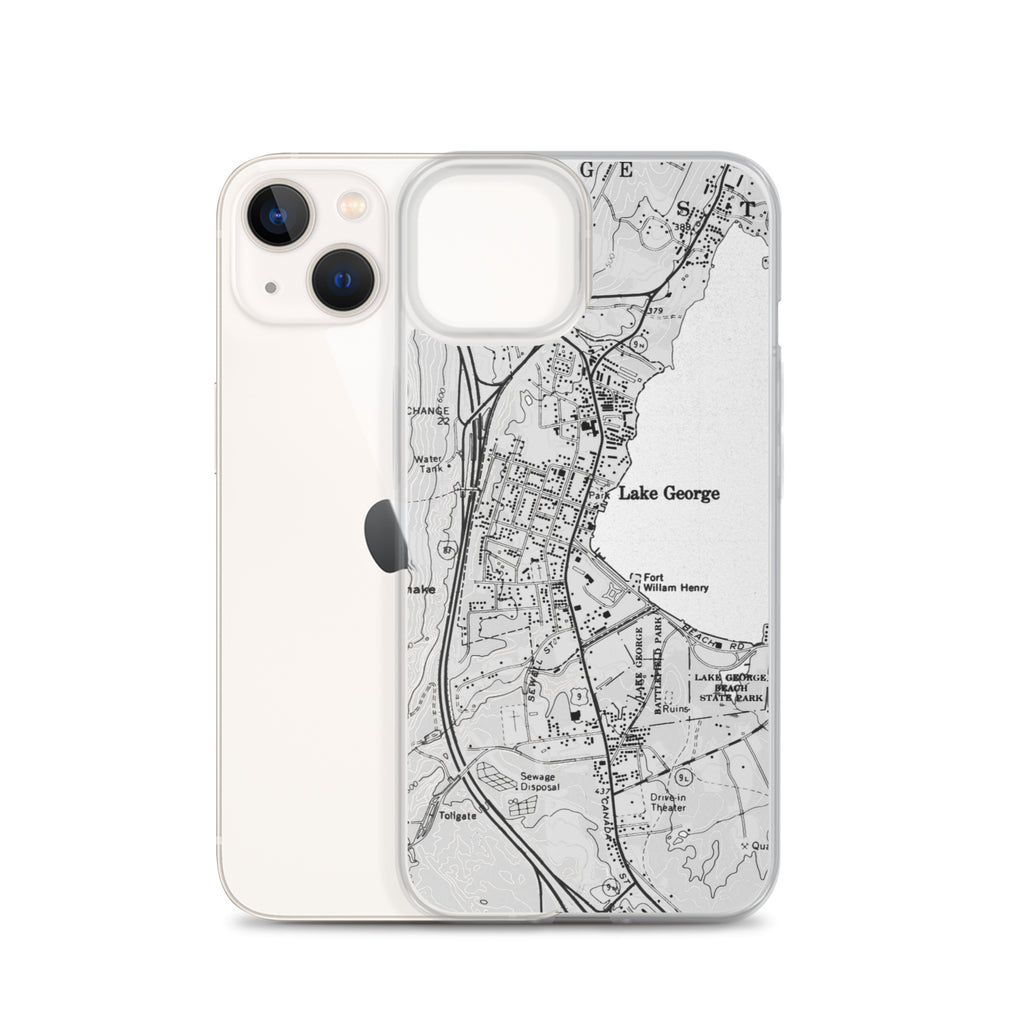 Lake George Village Map Clear iPhone 13 Case