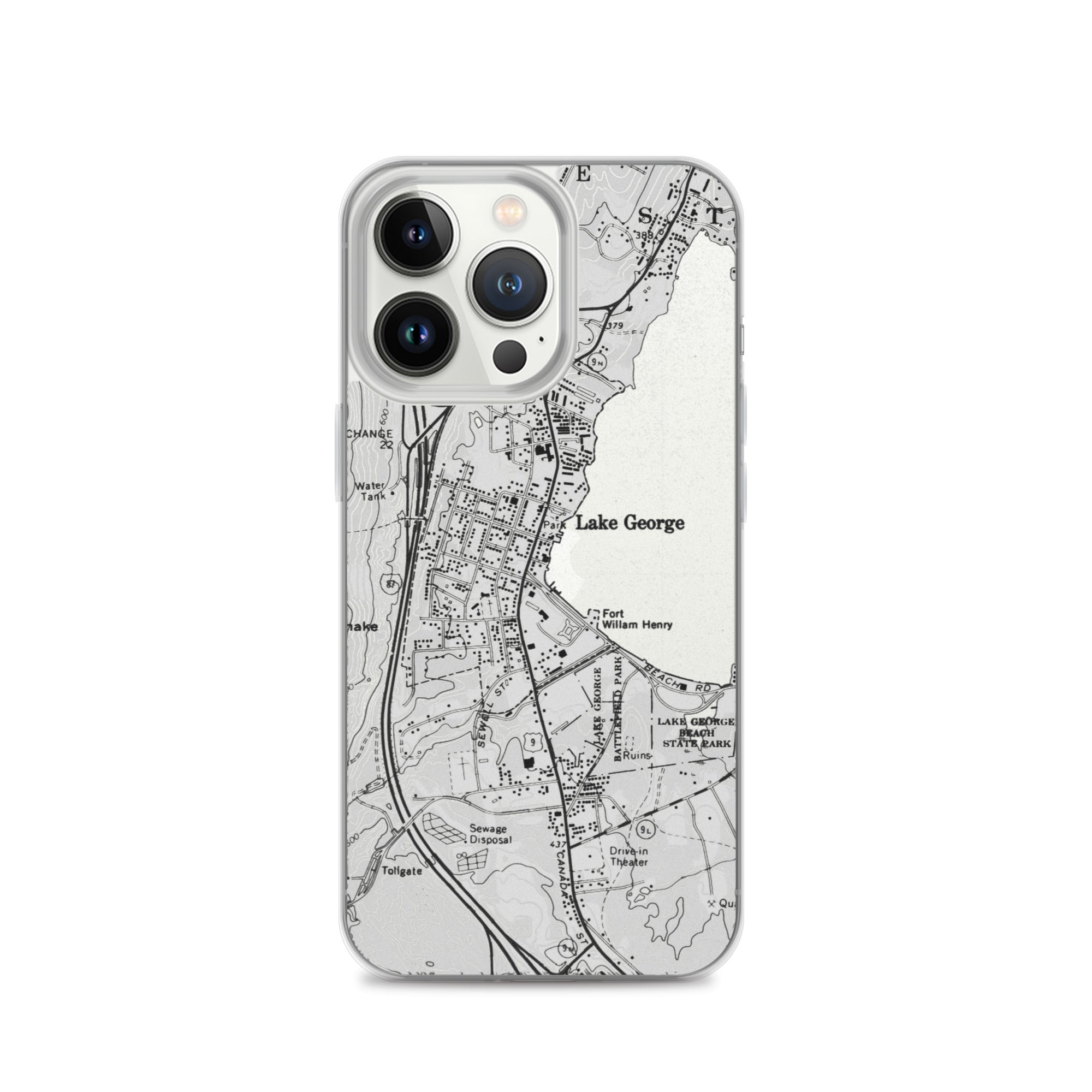 Lake George Village Map Clear iPhone 13 Pro Case