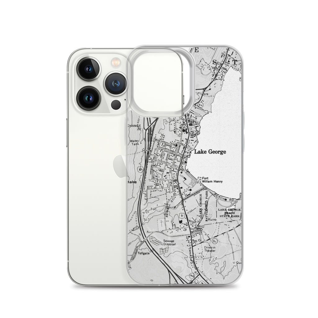 Lake George Village Map Clear iPhone 13 Pro Case