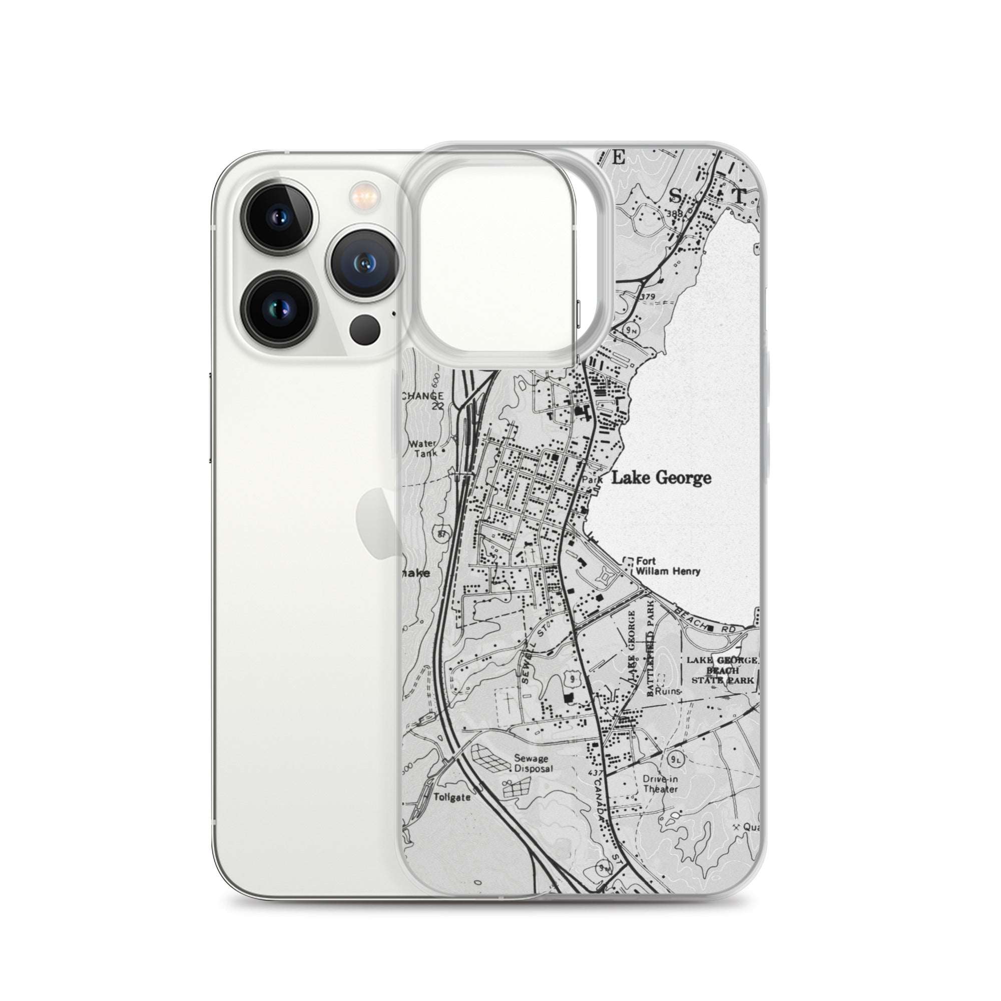Lake George Village Map Clear iPhone 13 Pro Case