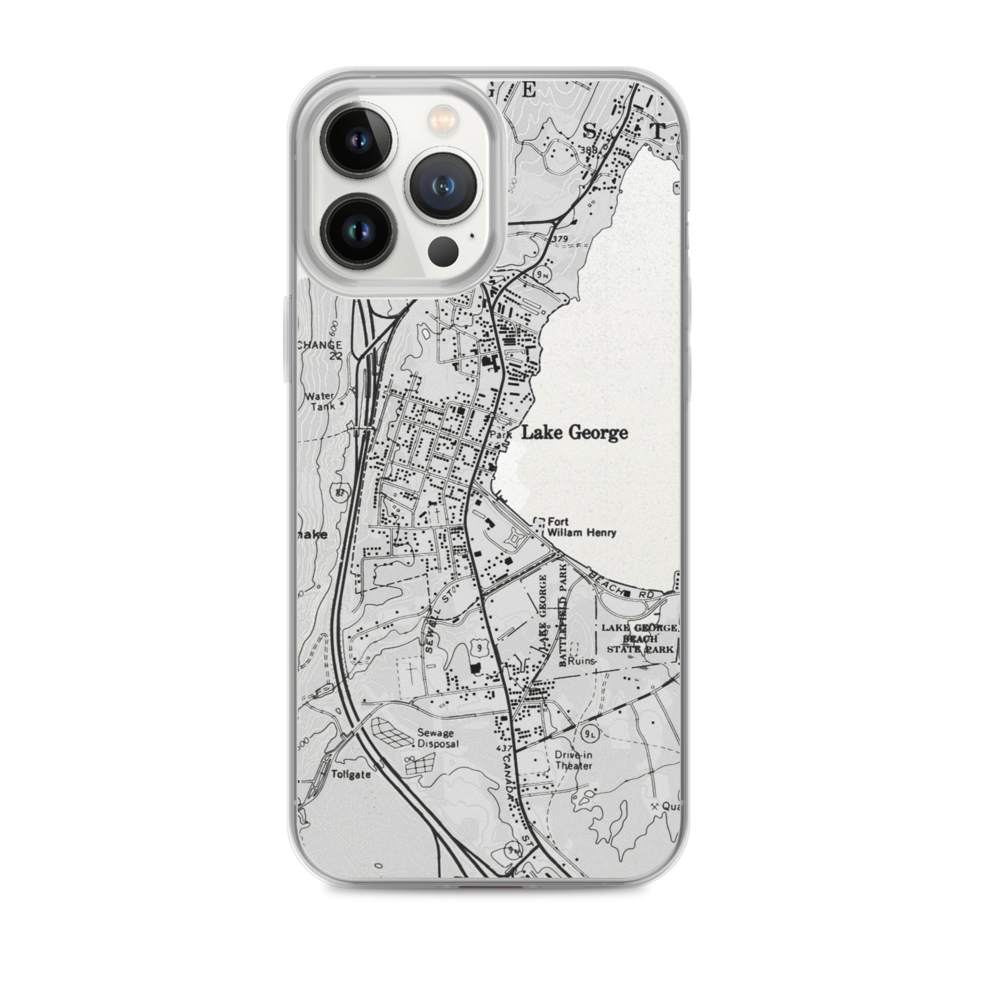 Lake George Village Map Clear iPhone 13 Pro Max Case