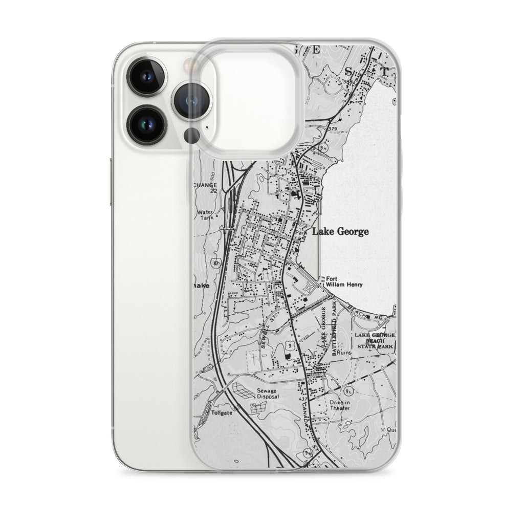 Lake George Village Map Clear iPhone 13 Pro Max Case