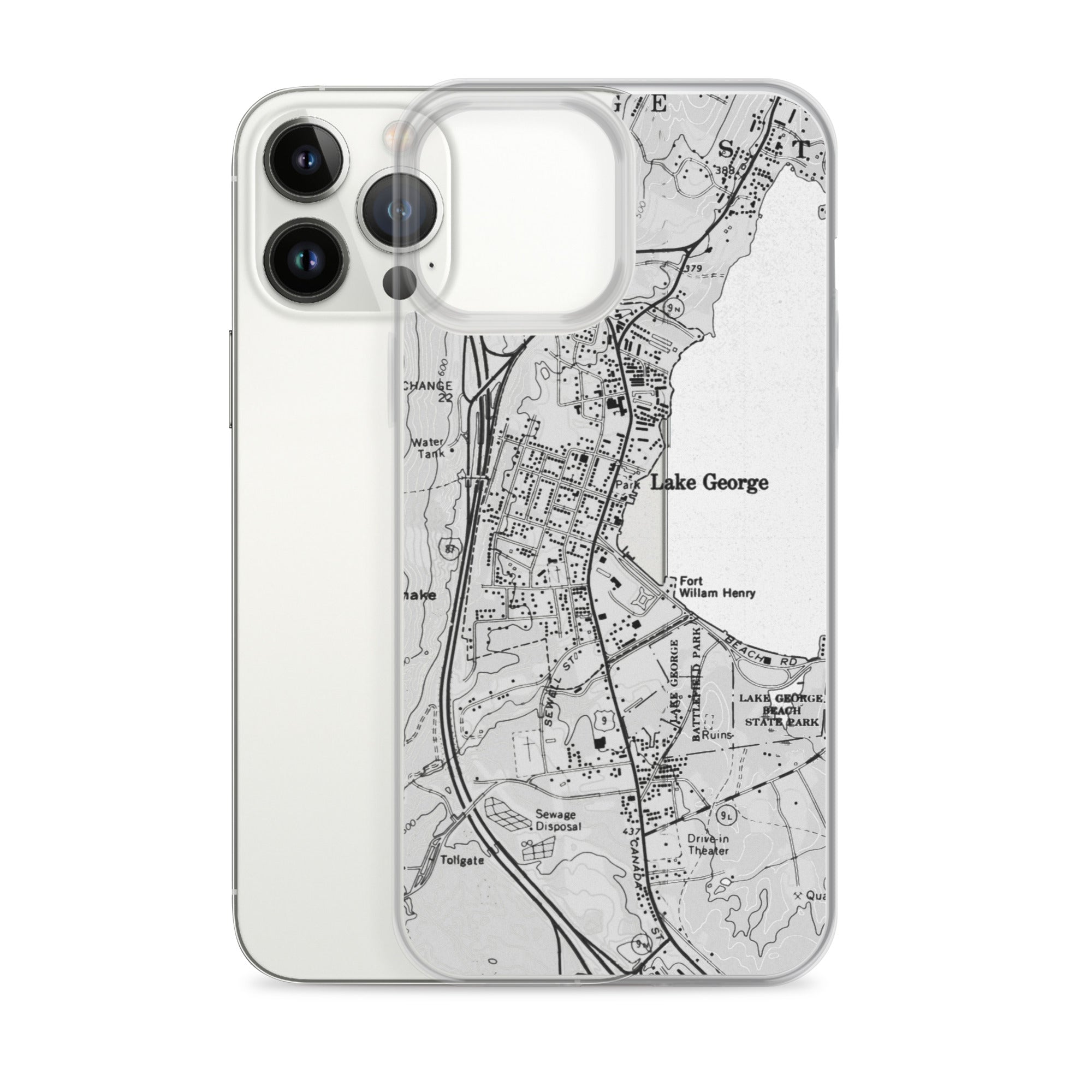 Lake George Village Map Clear iPhone 13 Pro Max Case