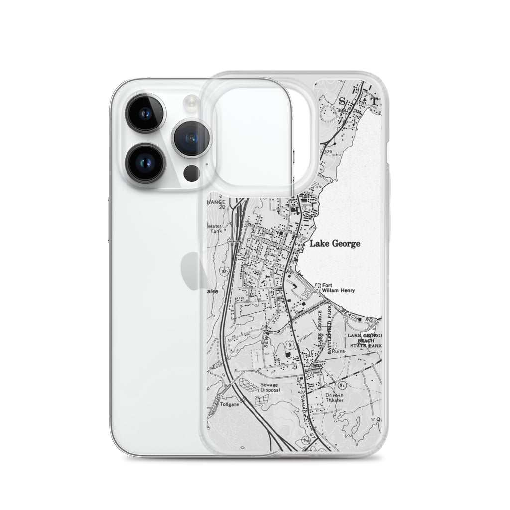 Lake George Village Map Clear iPhone 14 Pro Case