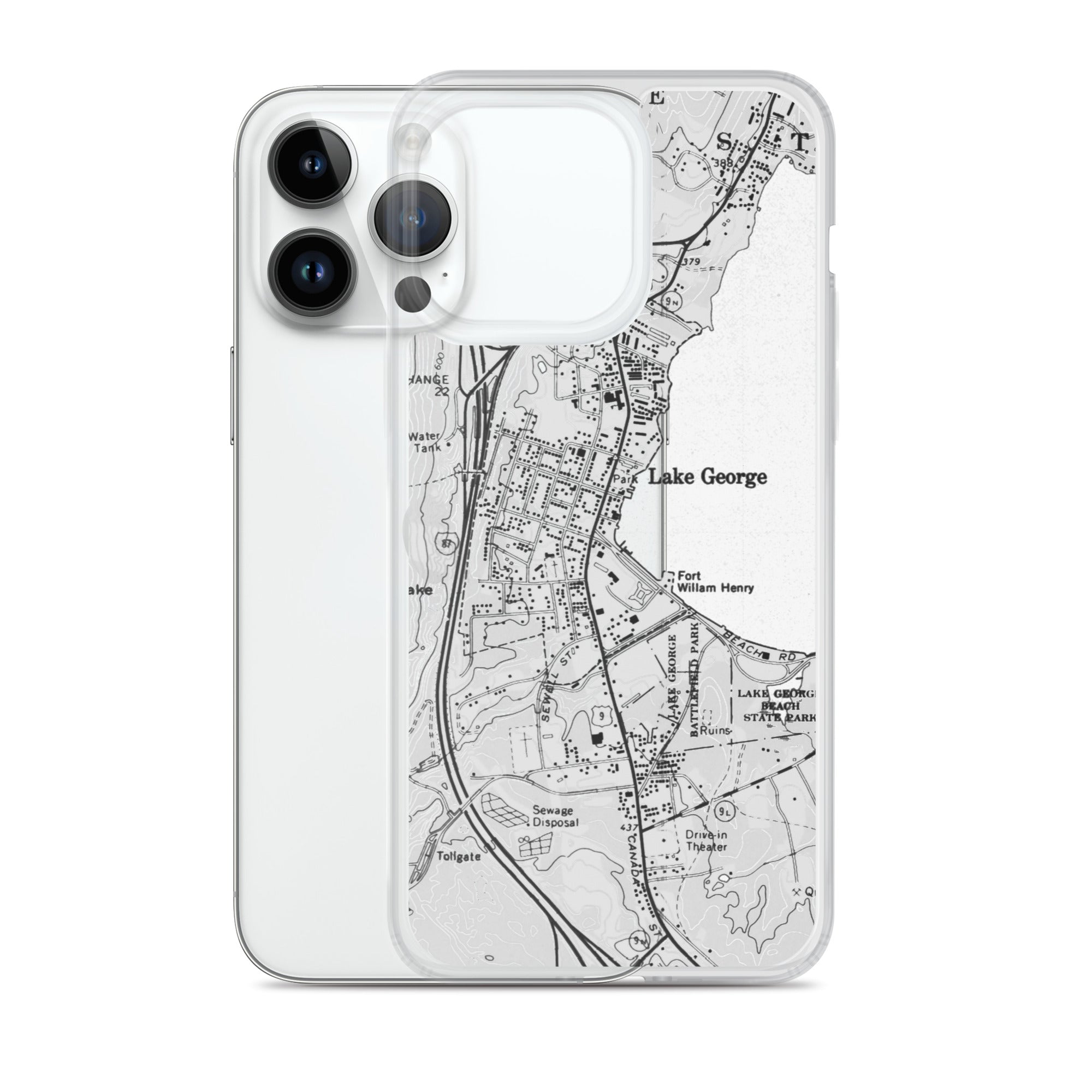 Lake George Village Map Clear iPhone 14 Pro Max Case