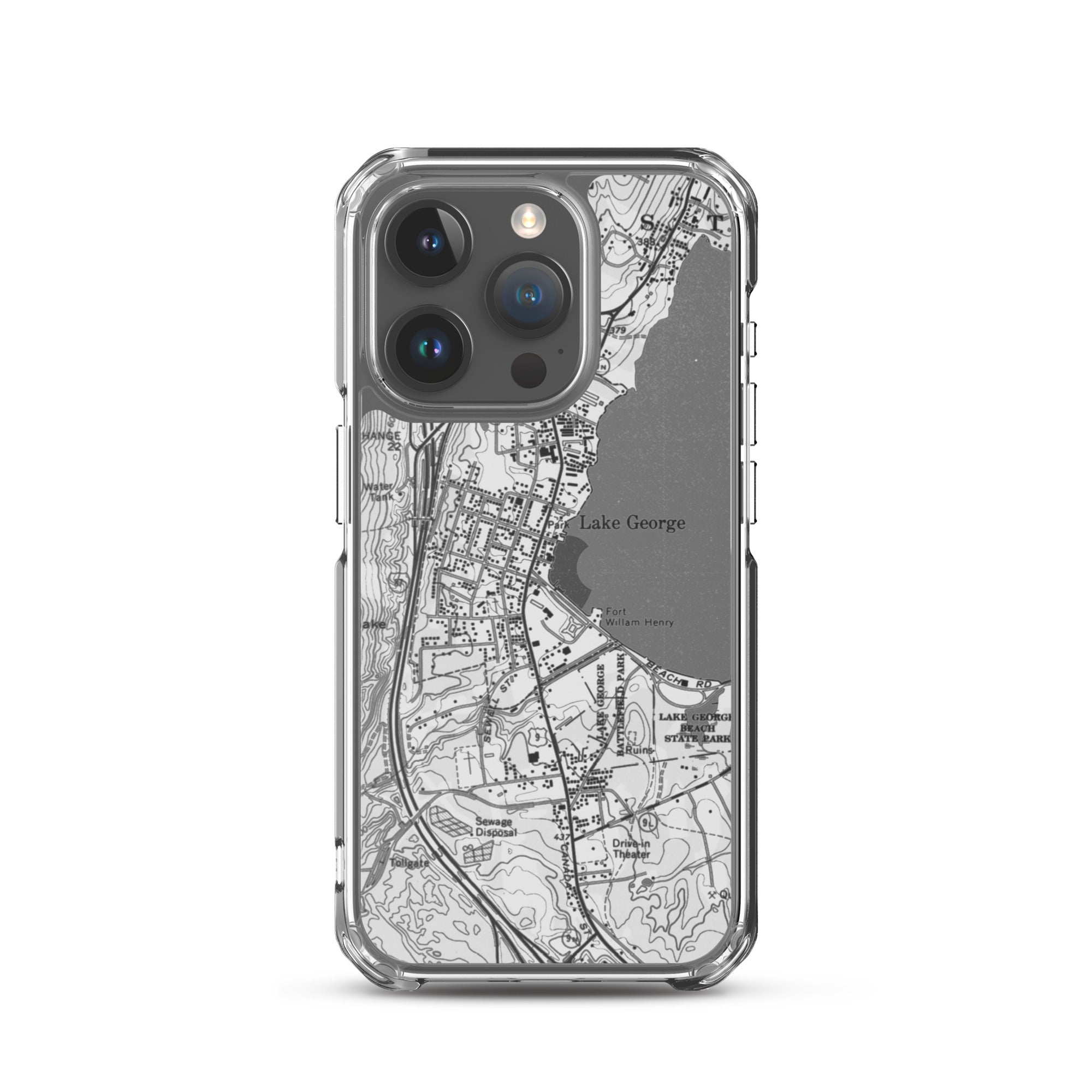 Lake George Village Map Clear iPhone 15 Pro Case