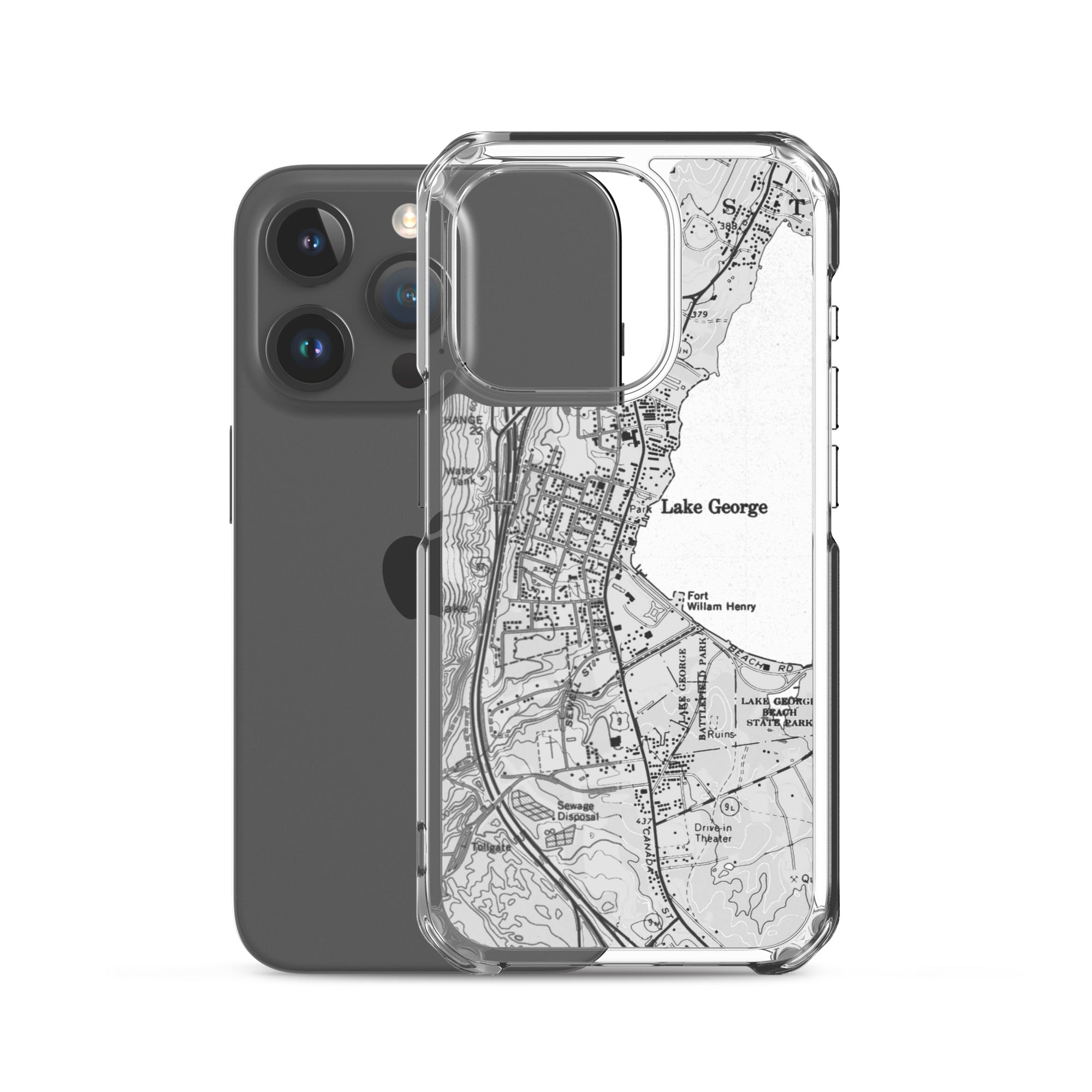 Lake George Village Map Clear iPhone 15 Pro Case