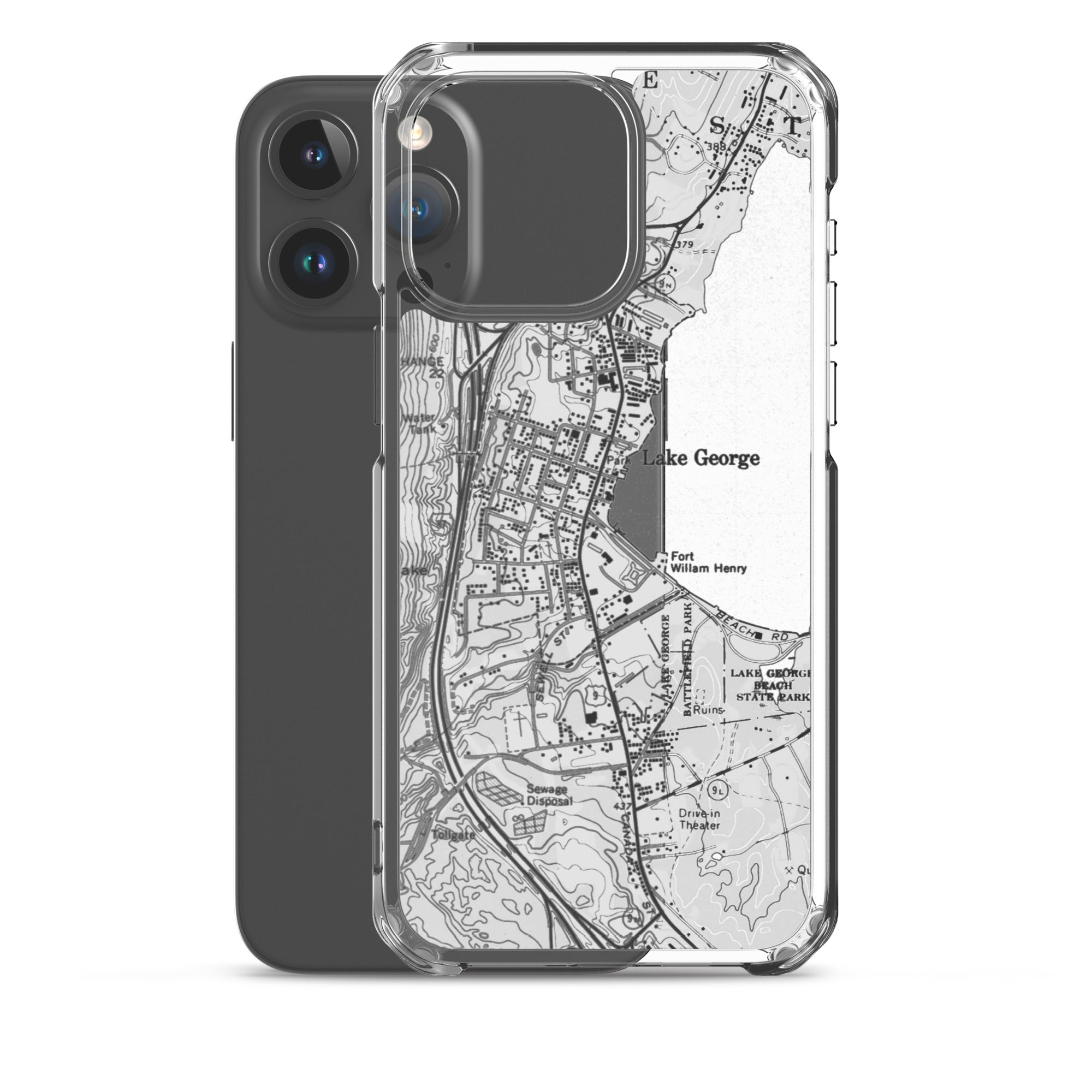 Lake George Village Map Clear iPhone 15 Pro Max Case