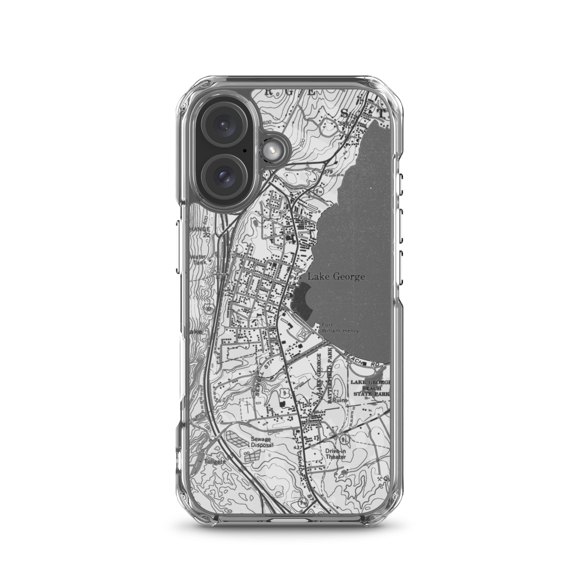 Lake George Village Map Clear iPhone 16 Case