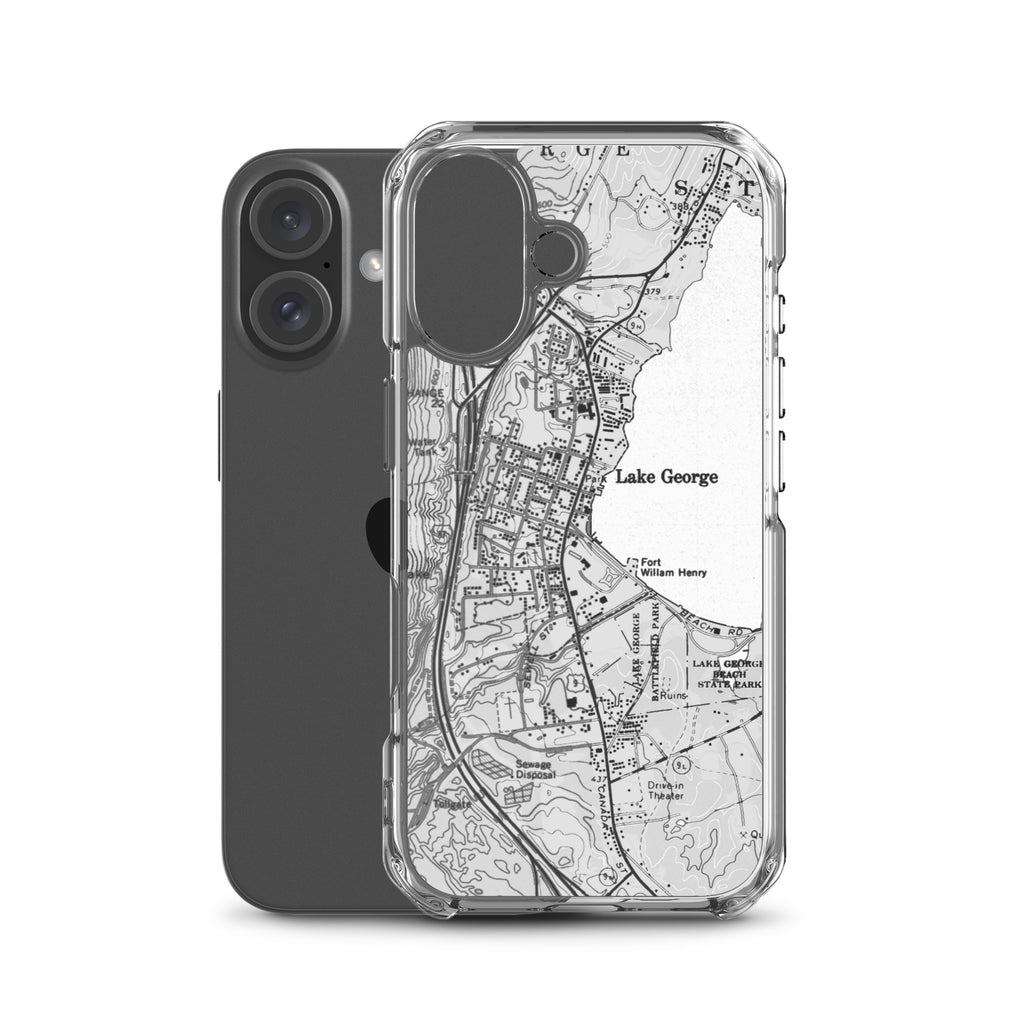 Lake George Village Map Clear iPhone 16 Case