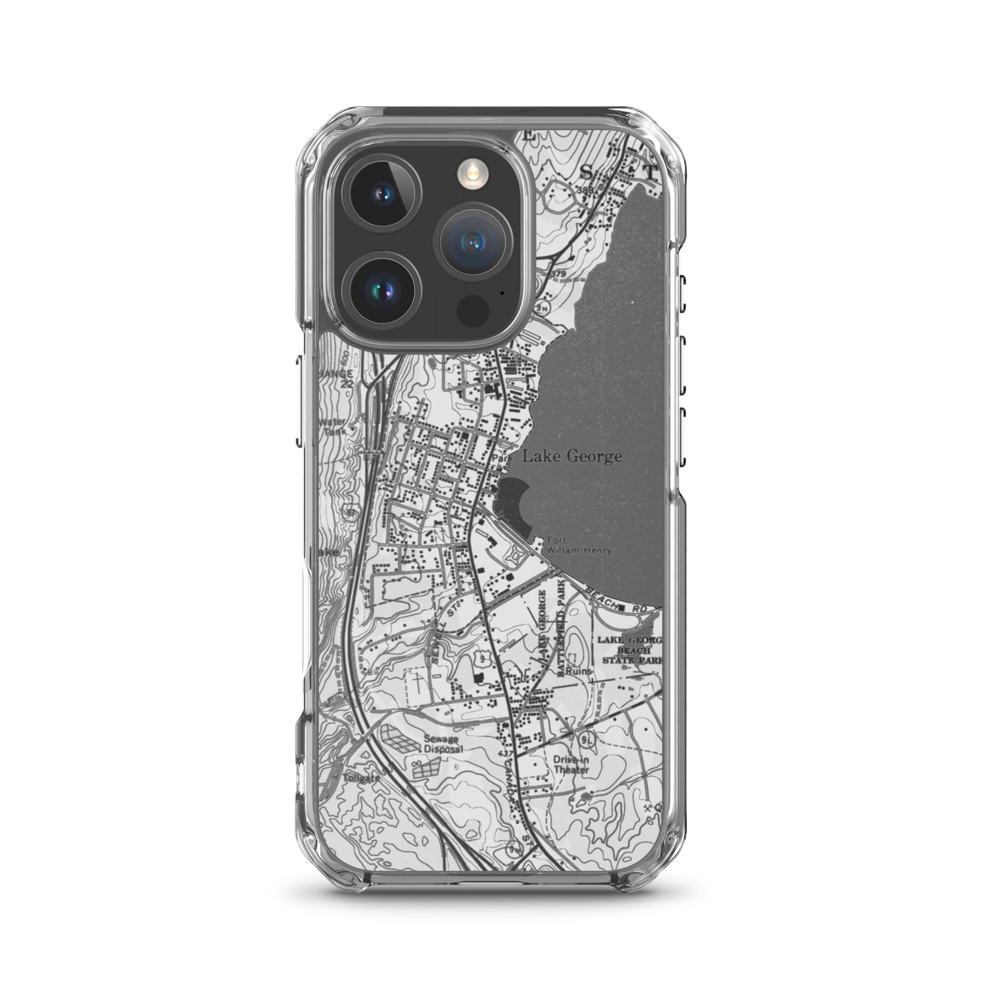 Lake George Village Map Clear iPhone 16 Pro Case