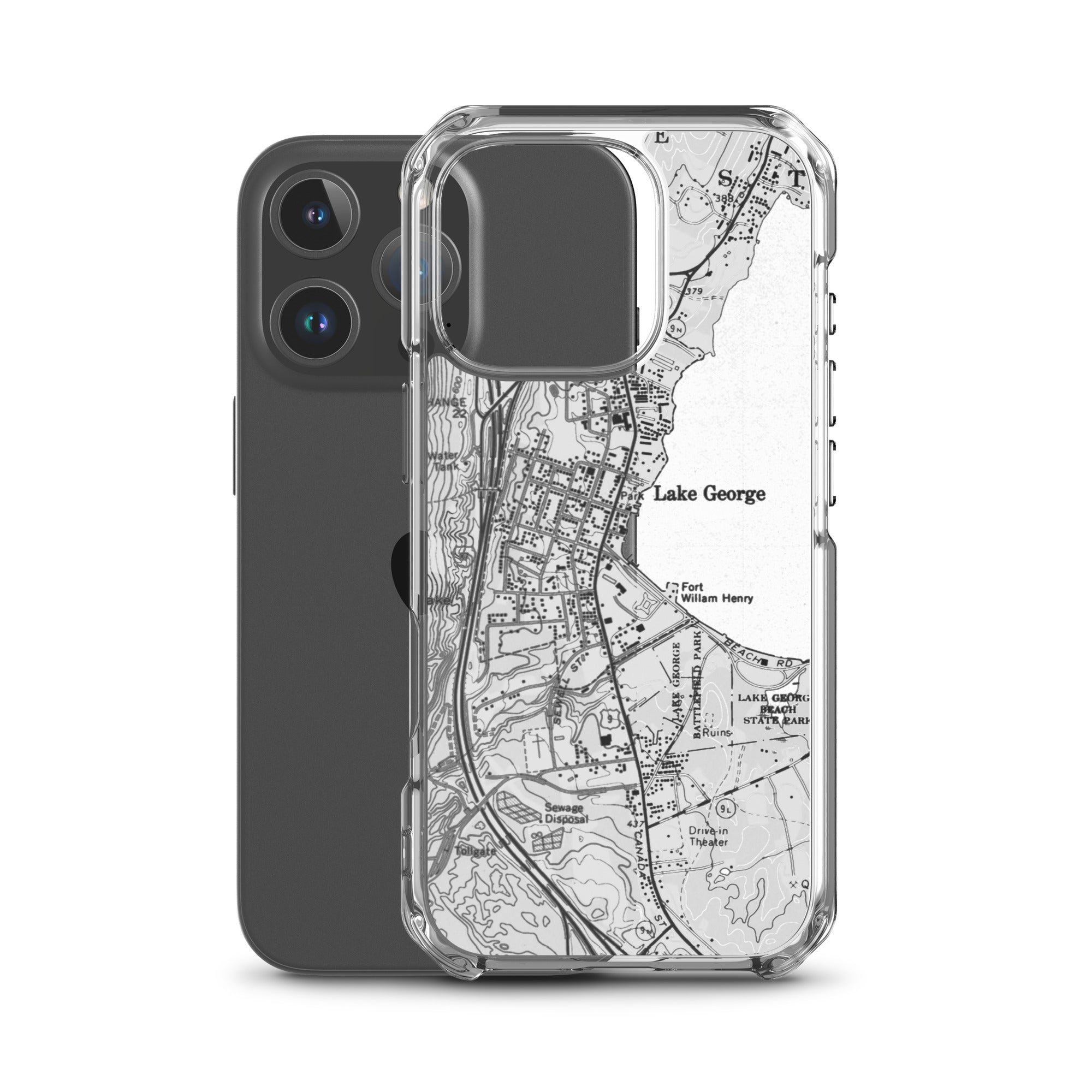Lake George Village Map Clear iPhone 16 Pro Case