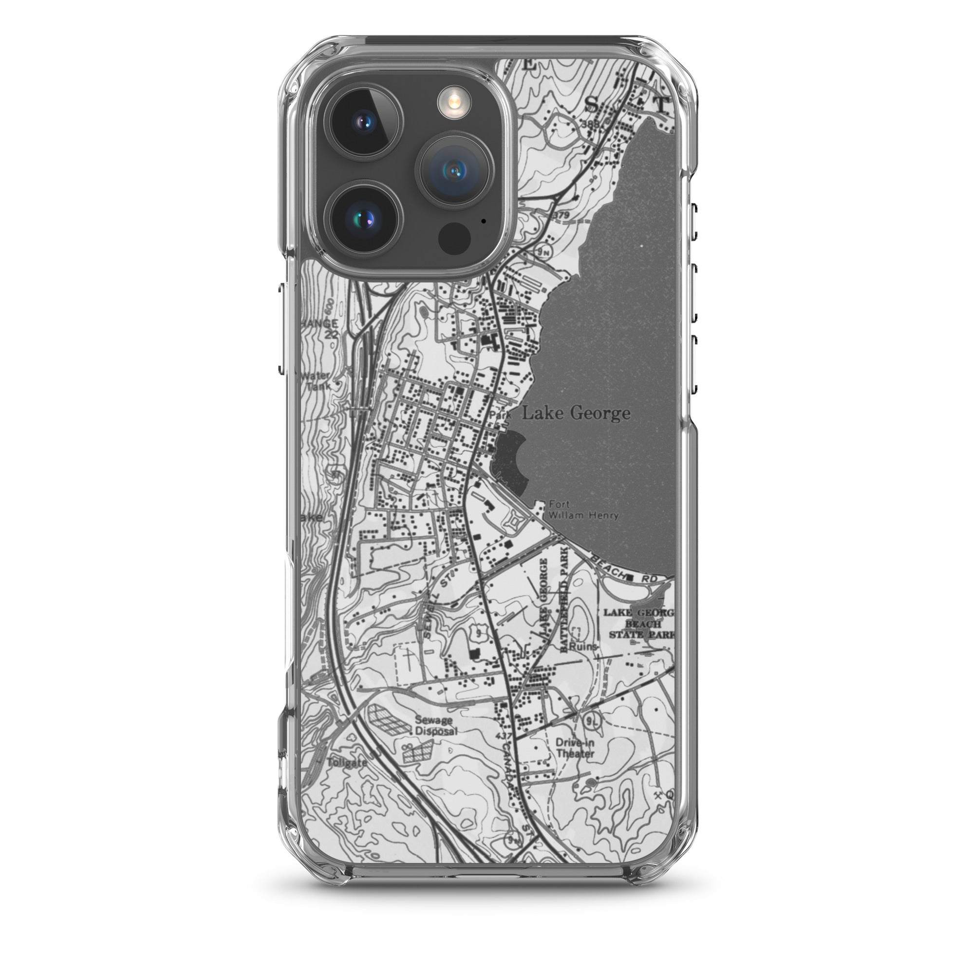 Lake George Village Map Clear iPhone 16 Pro Max Case