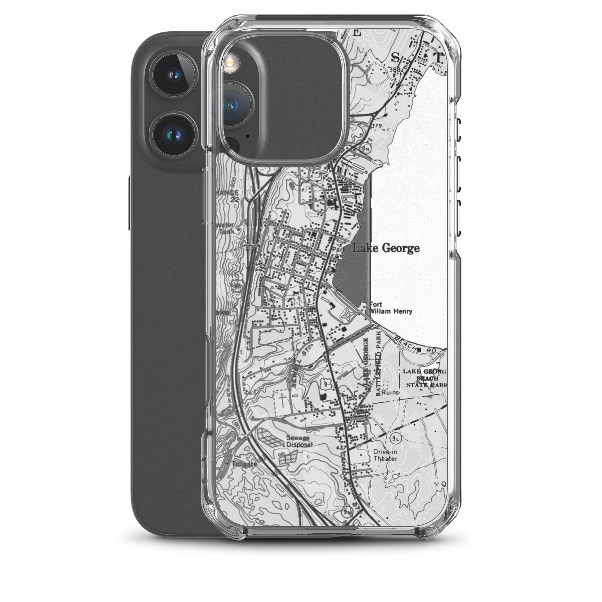 Lake George Village Map Clear iPhone 16 Pro Max Case
