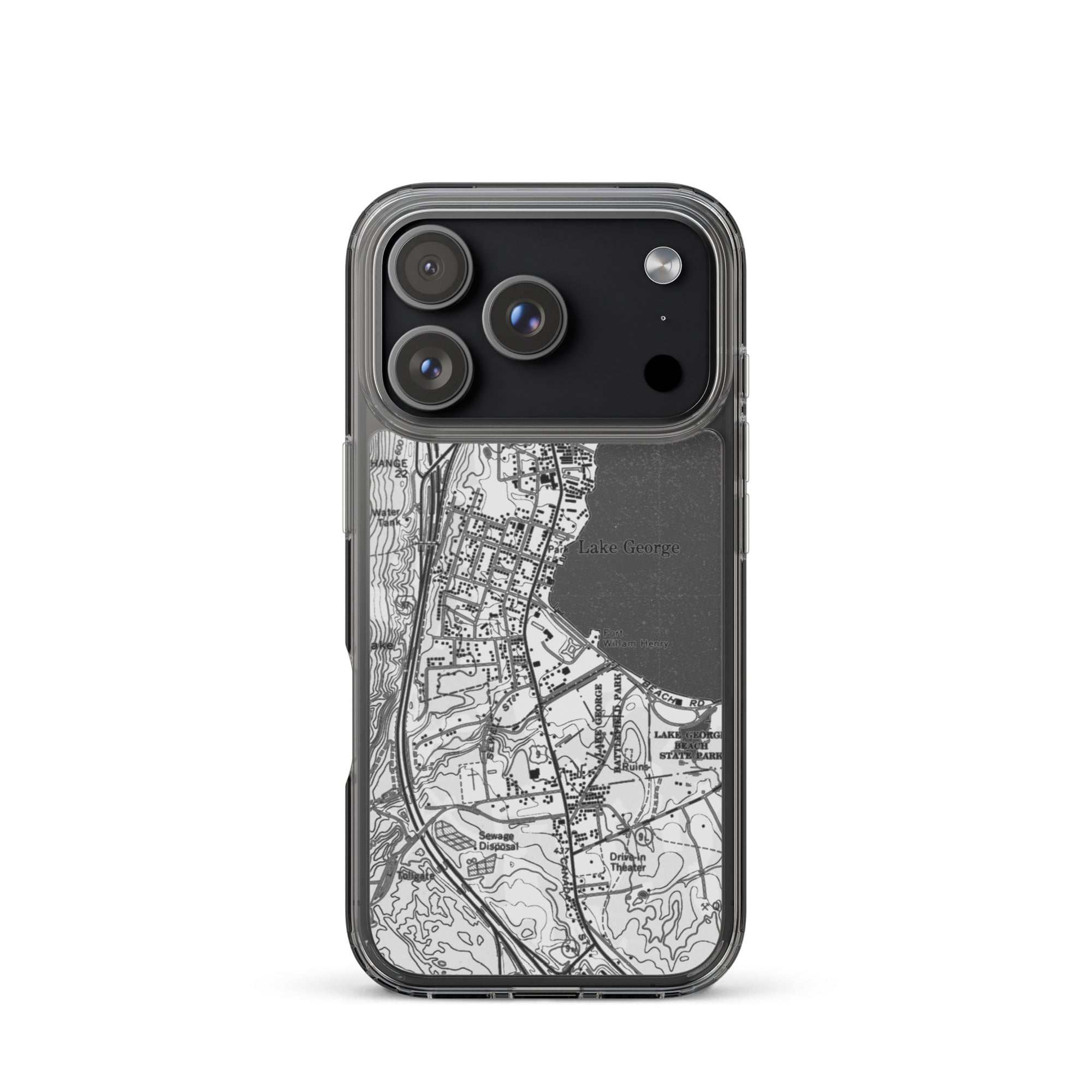 Lake George Village Map Clear iPhone 17 Pro Case