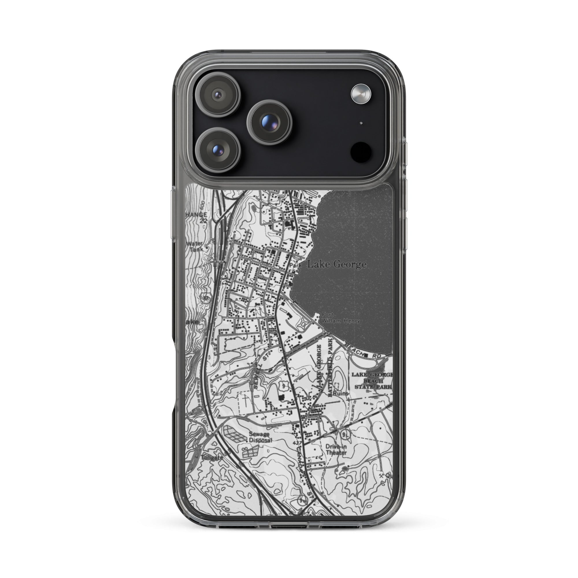 Lake George Village Map Clear iPhone 17 Pro Max Case