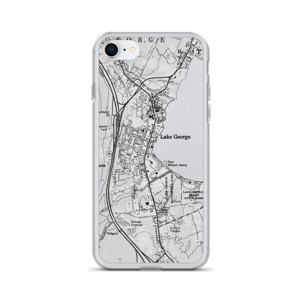 Lake George Village Map Clear iPhone 7 8 Case