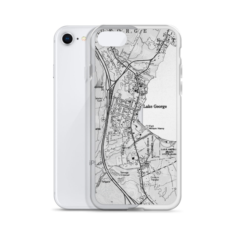 Lake George Village Map Clear iPhone 7-8 Case